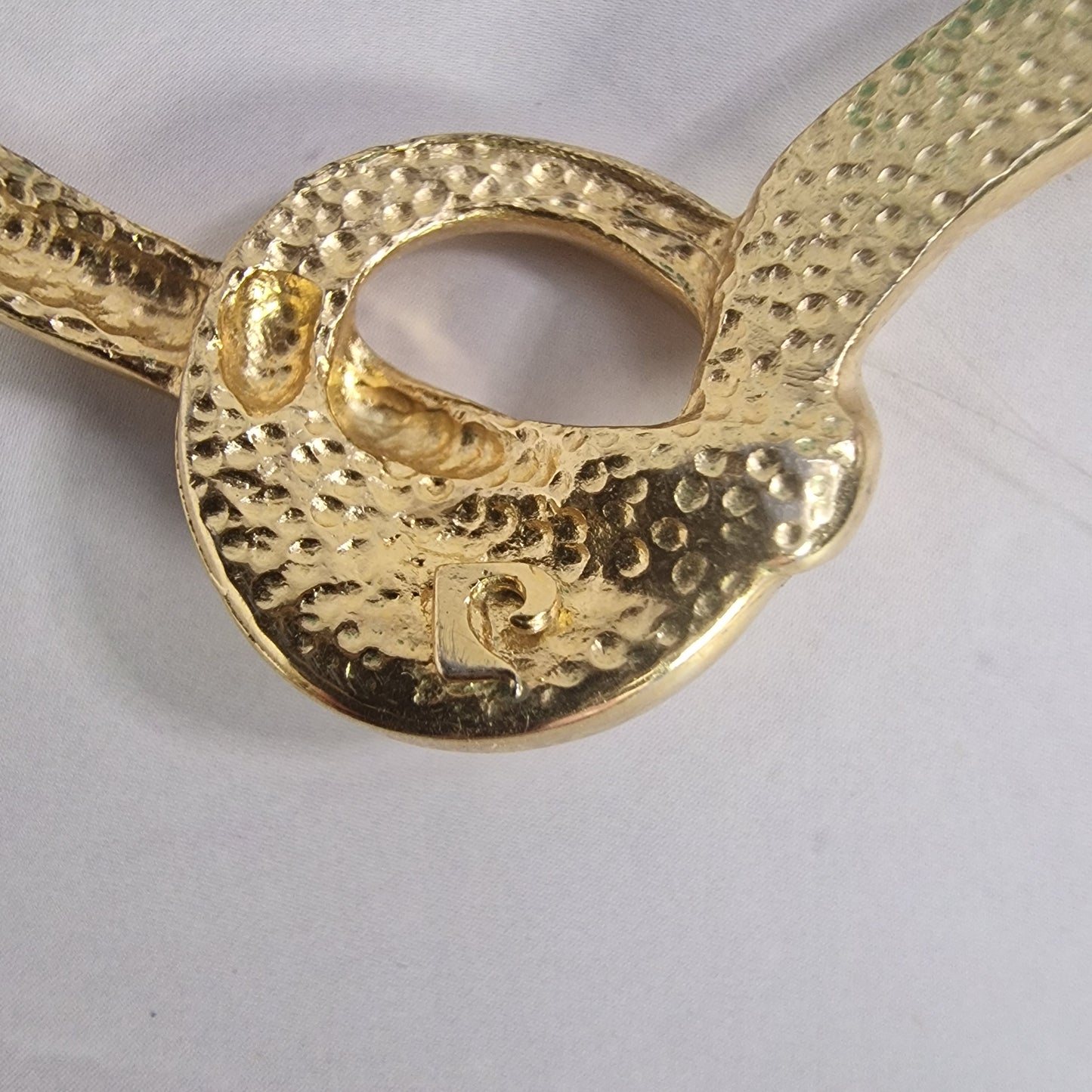 Pierre Cardin Gold-Tone Necklace and Earrings Set, Rhinestone Knot, Herringbone Chain, Signed Designer – photo 6