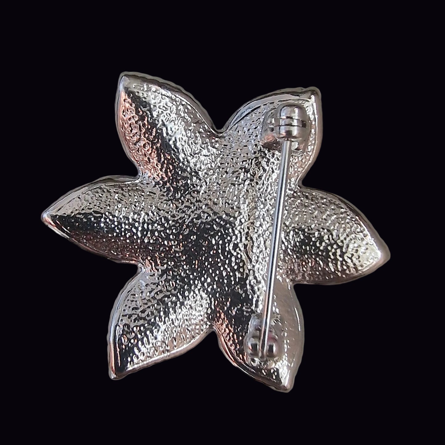 Vintage Silver-Tone Rhinestone Floral Brooch Pave Five Petal Flower Pin Costume – photo 3