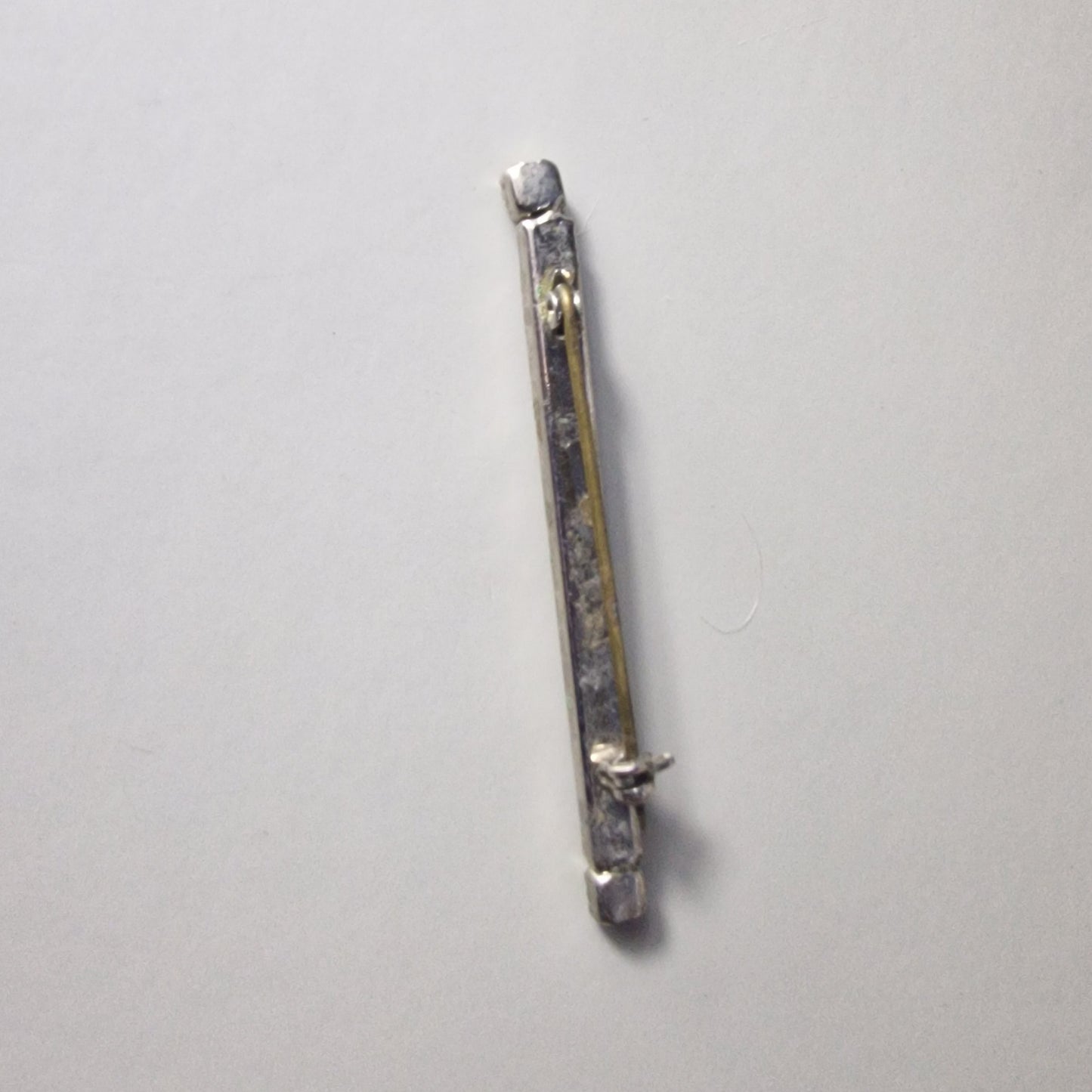 Vintage Silver-Tone Rhinestone Bar Brooch Geometric Linear Retro Mid Century Pin – photo 2