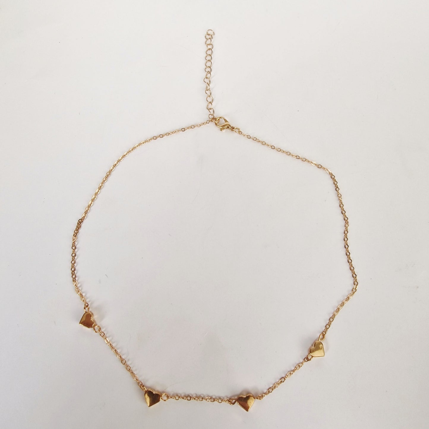 Vintage 1990s Gold-Tone Heart Station Necklace Delicate Figural Lobster Chain – photo 2
