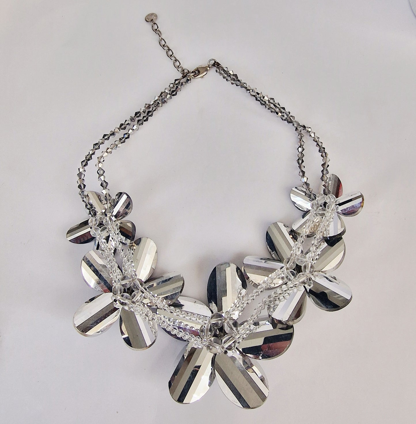Vintage Butler and Wilson 1990s Silver-Tone Floral Crystal Statement Necklace – photo 6