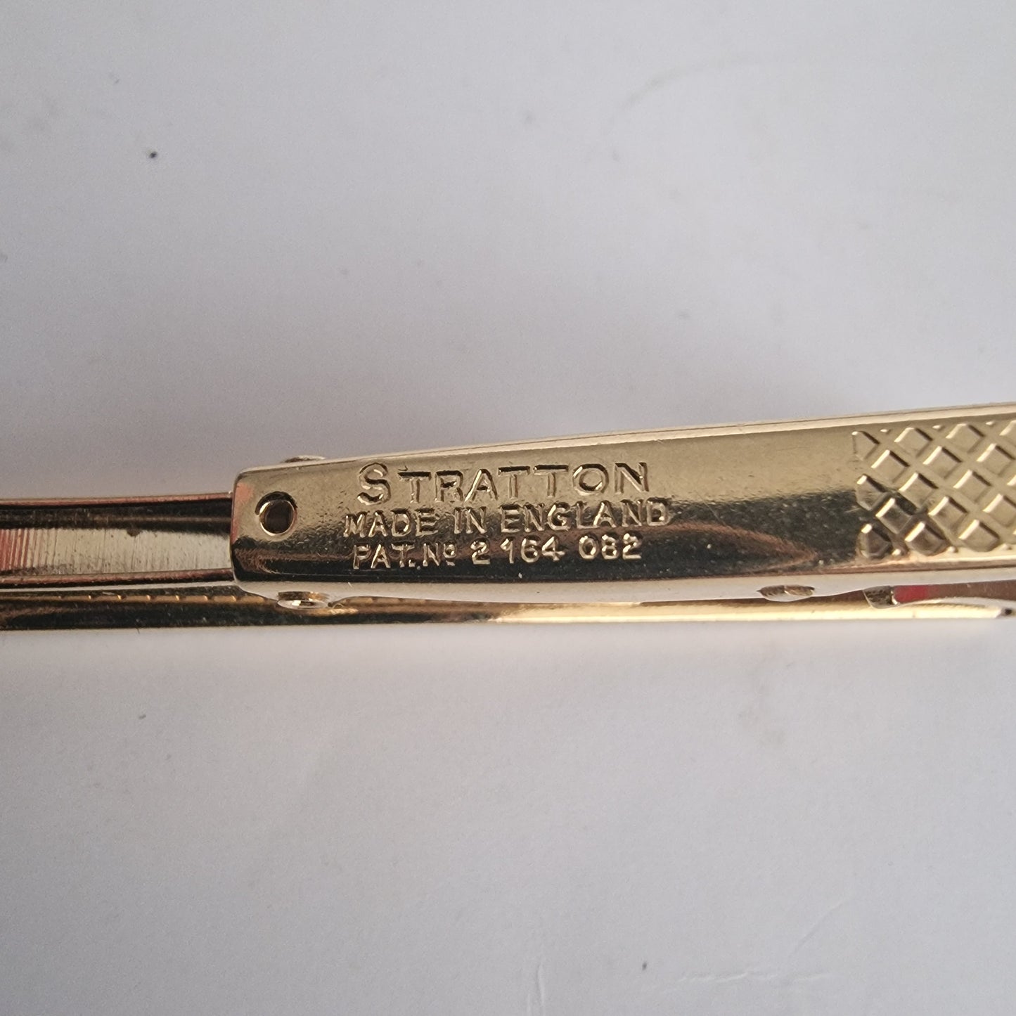 Vintage Stratton 1960s Gold-Tone Slim Bar Tie Clip Signed England Geometric Mens – photo 5