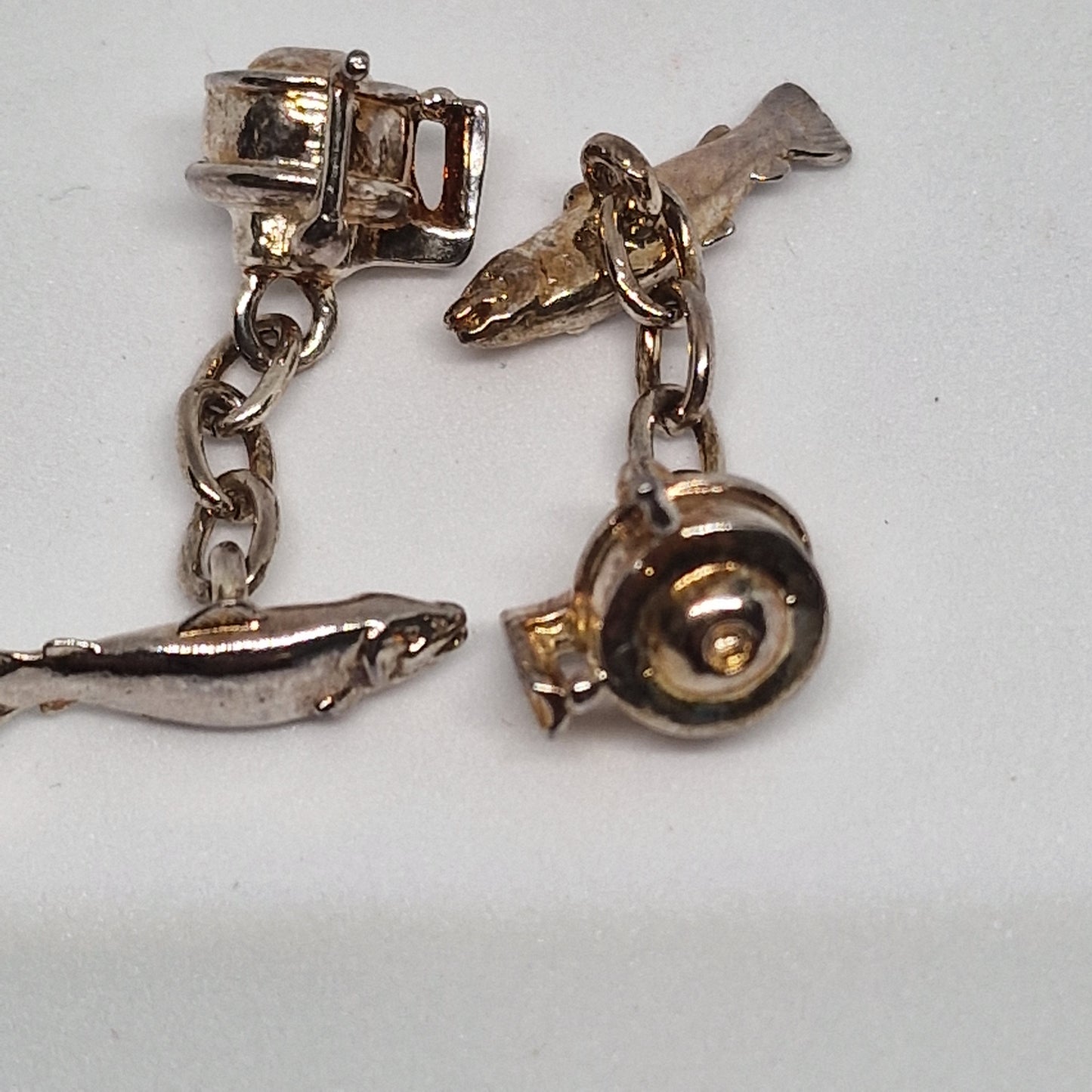 Vintage Christopher Simpson 1960s Silver-Tone Novelty Cufflinks Fishing Reel Men – photo 10