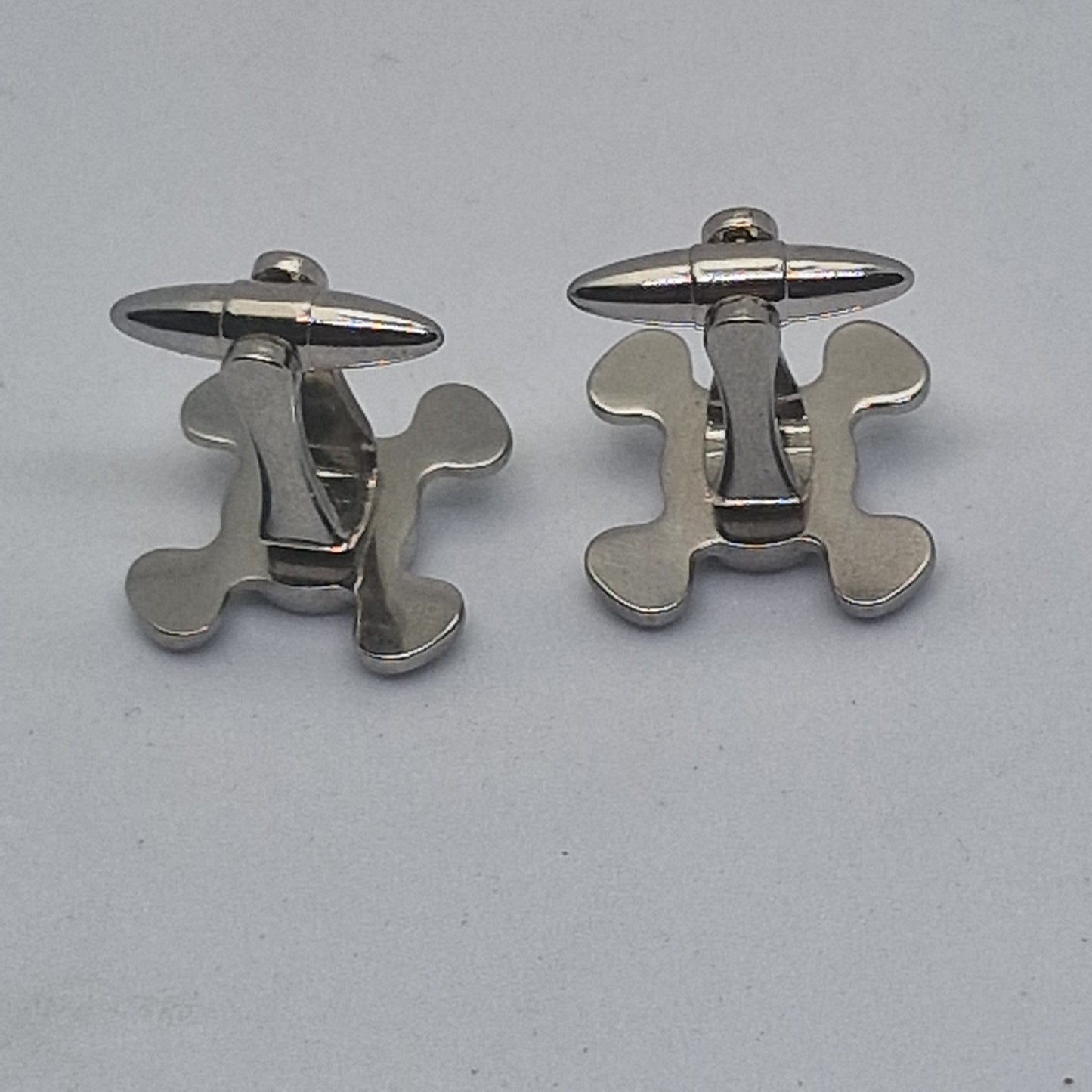 Vintage 1970s Silver-Tone Hot And Cold Tap Handle Cufflinks Enamel Figural Men – photo 3