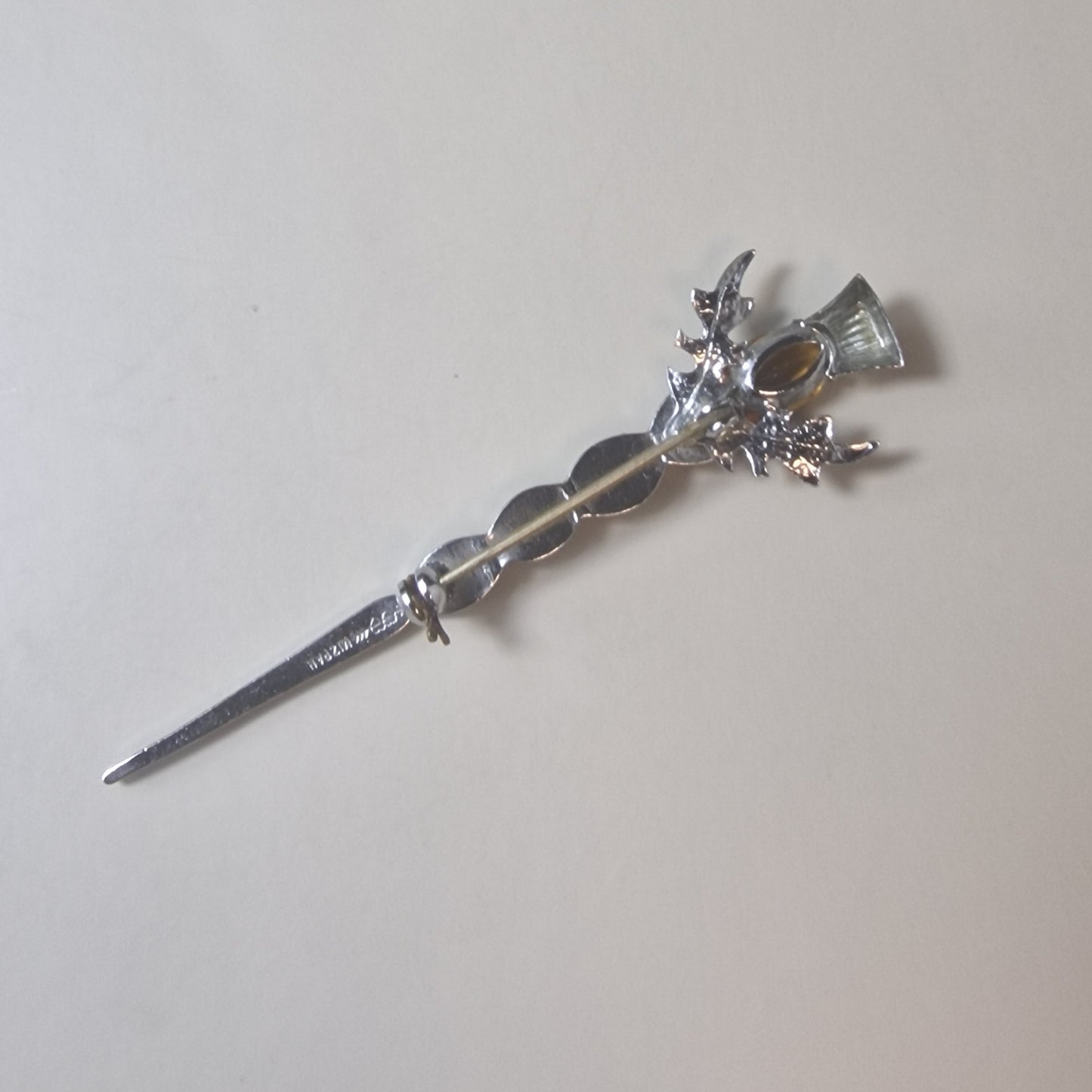 Antique Silver-Tone Mizpah Brooch Sentimental Two Hearts Victorian Figural Pin