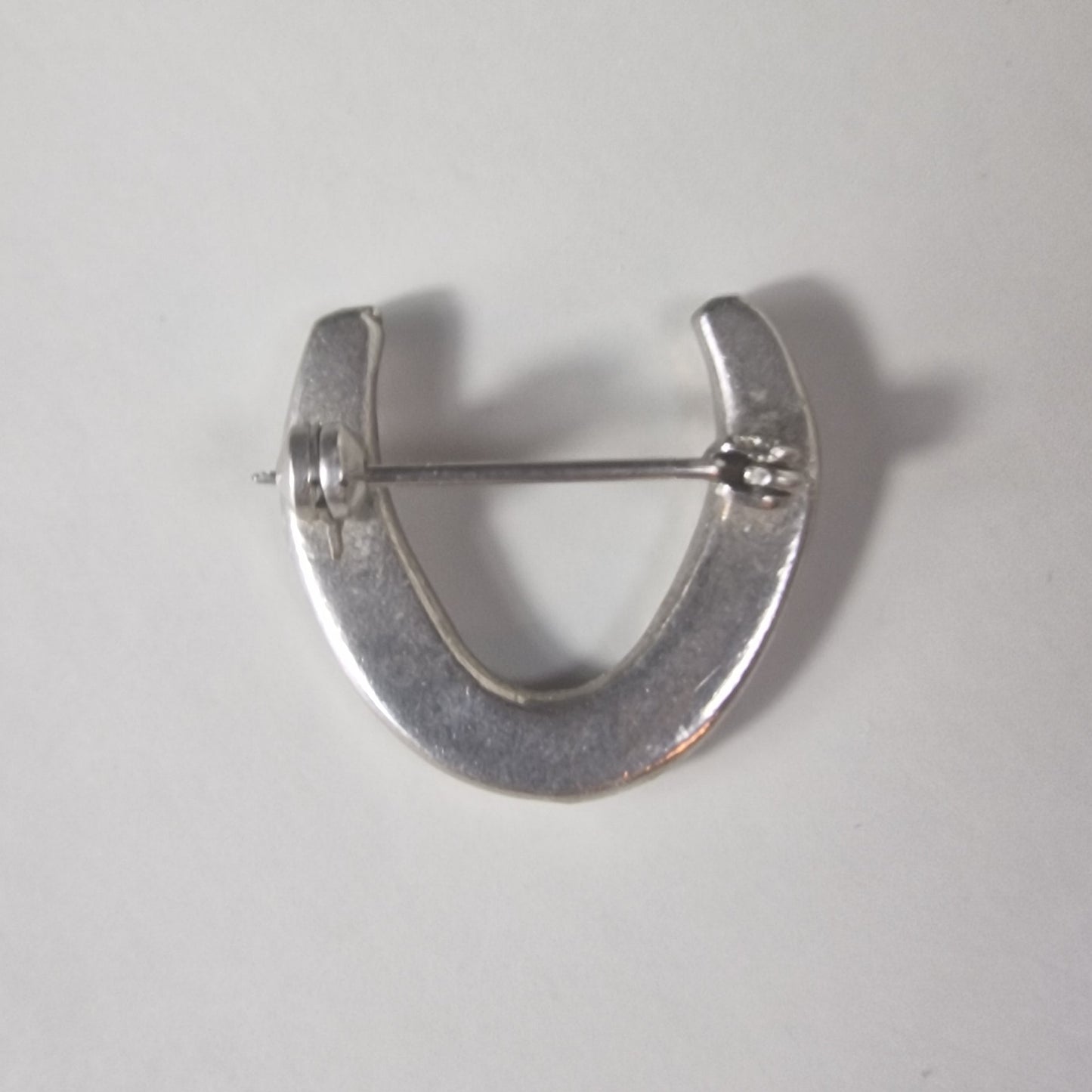 Vintage 1950s Silver-Tone Horseshoe Lucky Charm Brooch Mid-Century Costume UK