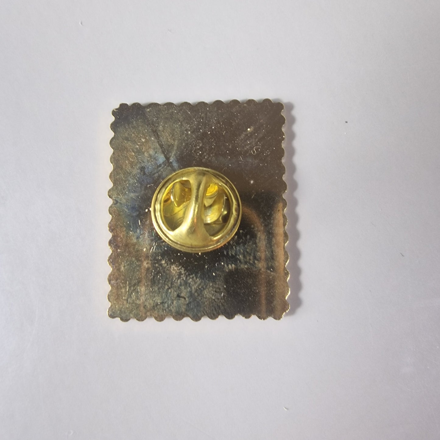 Vintage 1980s Gold-Tone Swedish Postage Stamp Brooch Woodpecker Enamel Bird UK
