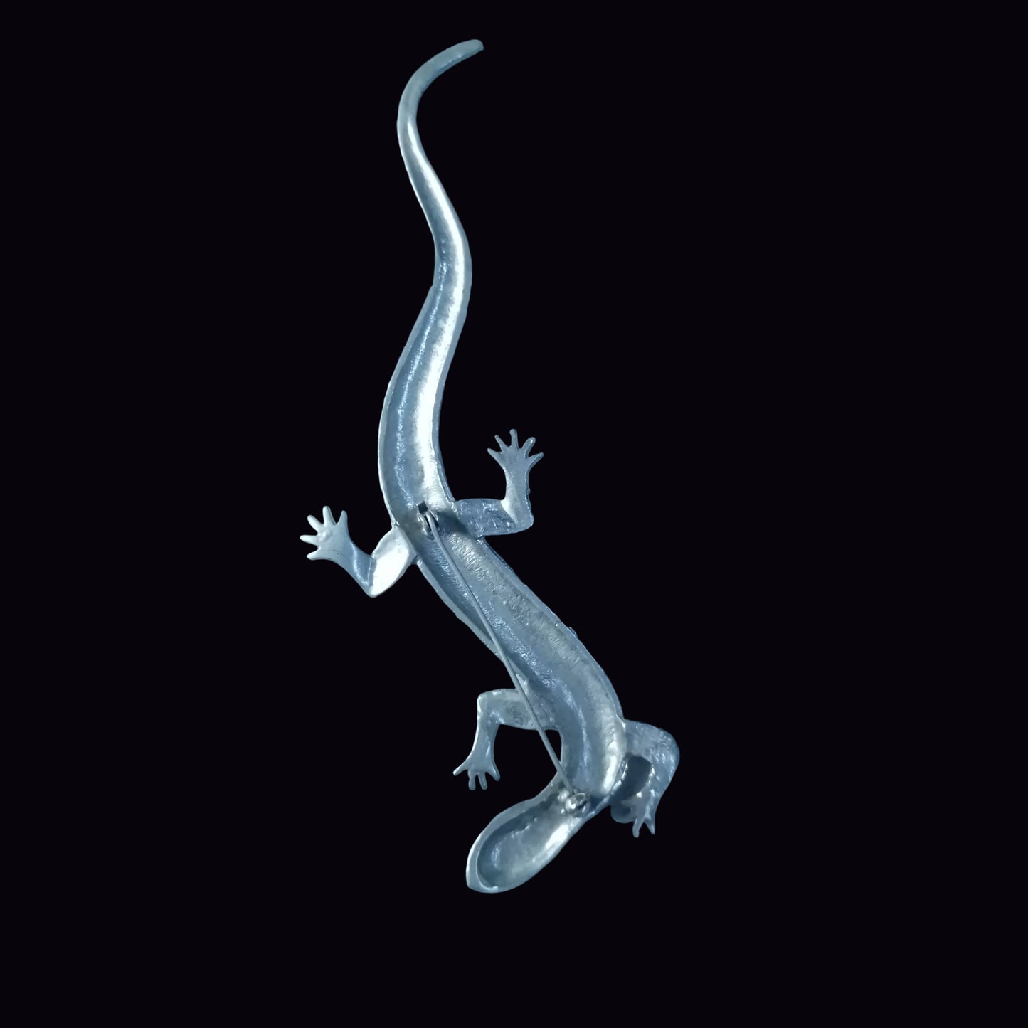 Vintage Silver-Tone Textured Lizard Gecko Brooch Figural Animal Costume Pin 80s – photo 3