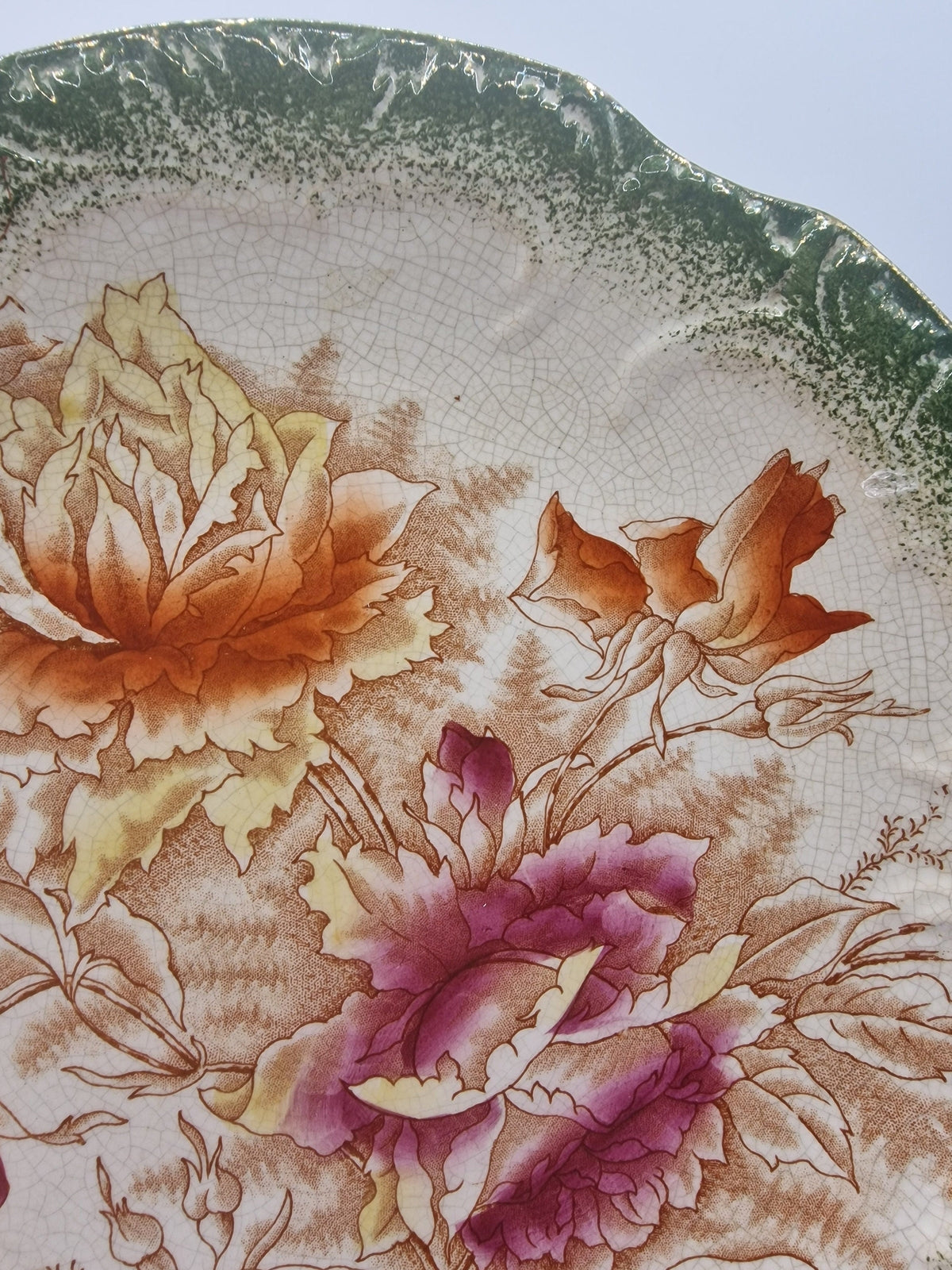 Antique Myott Son and Co Porcelain Plate, Dudley Peony Floral Pattern, Victorian English Pottery 1894-1902, Decorative Display Plate – photo 3