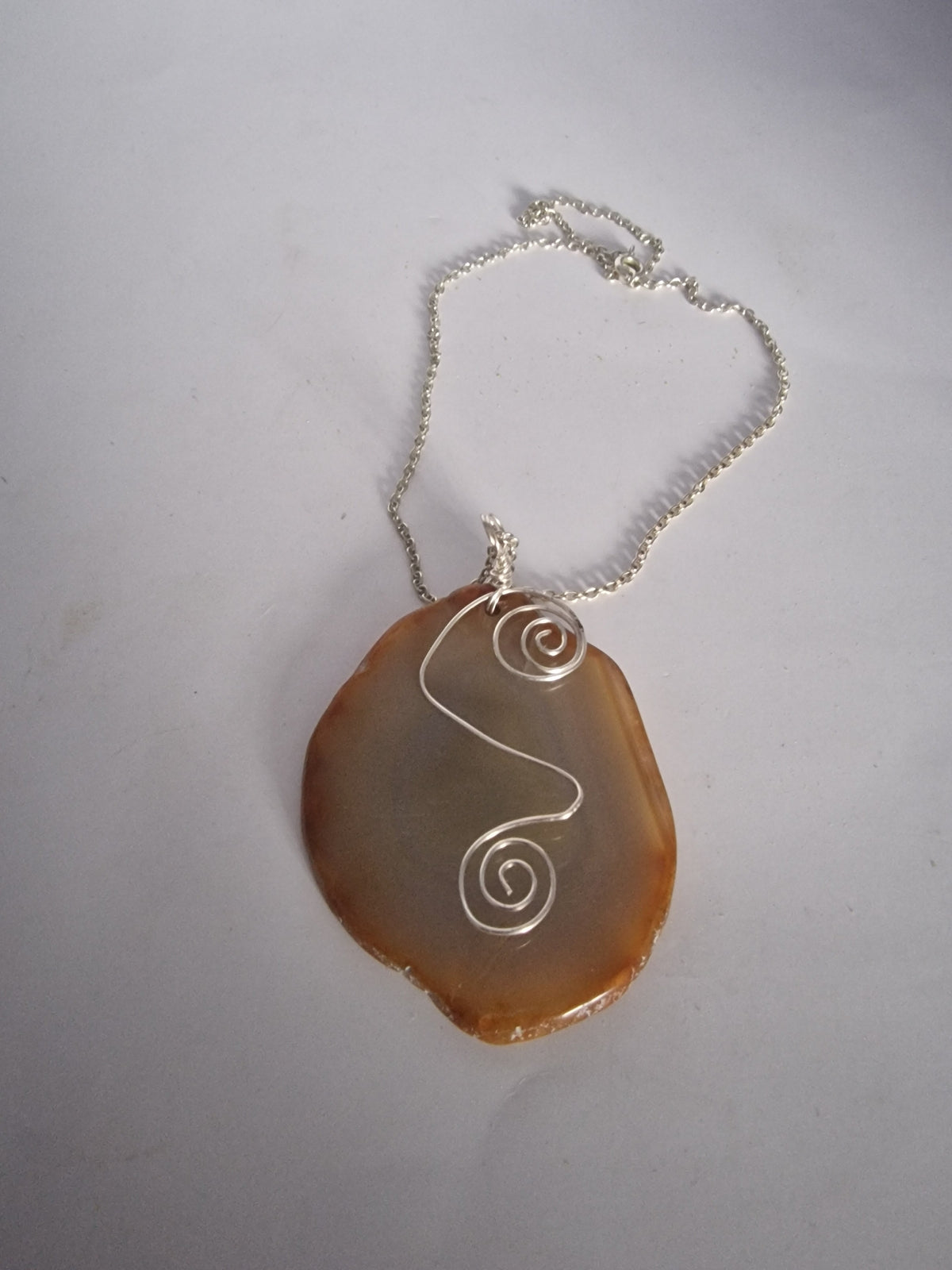 Natural Agate Slice Pendant Necklace, Wire Wrapped Boho Jewellery, Gemstone Jewellery of Shrewsbury, Artisan Stone Pendant, Gift Boxed – photo 6