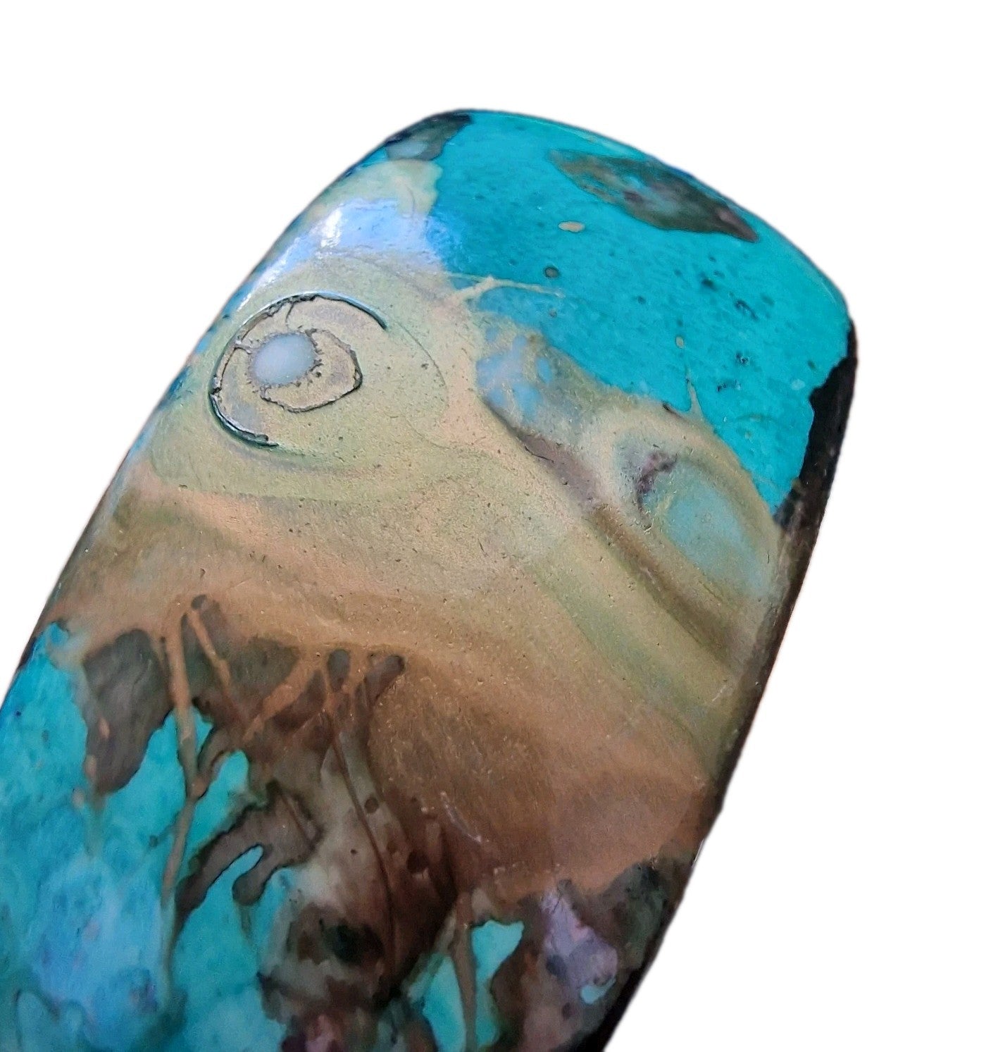 1980s Wide Bangle Bracelet, Turquoise Effect Resin, Abstract Marbled Statement, 80s Costume Jewellery, Retro Wrist Cuff, Boho Jewellery – photo 2