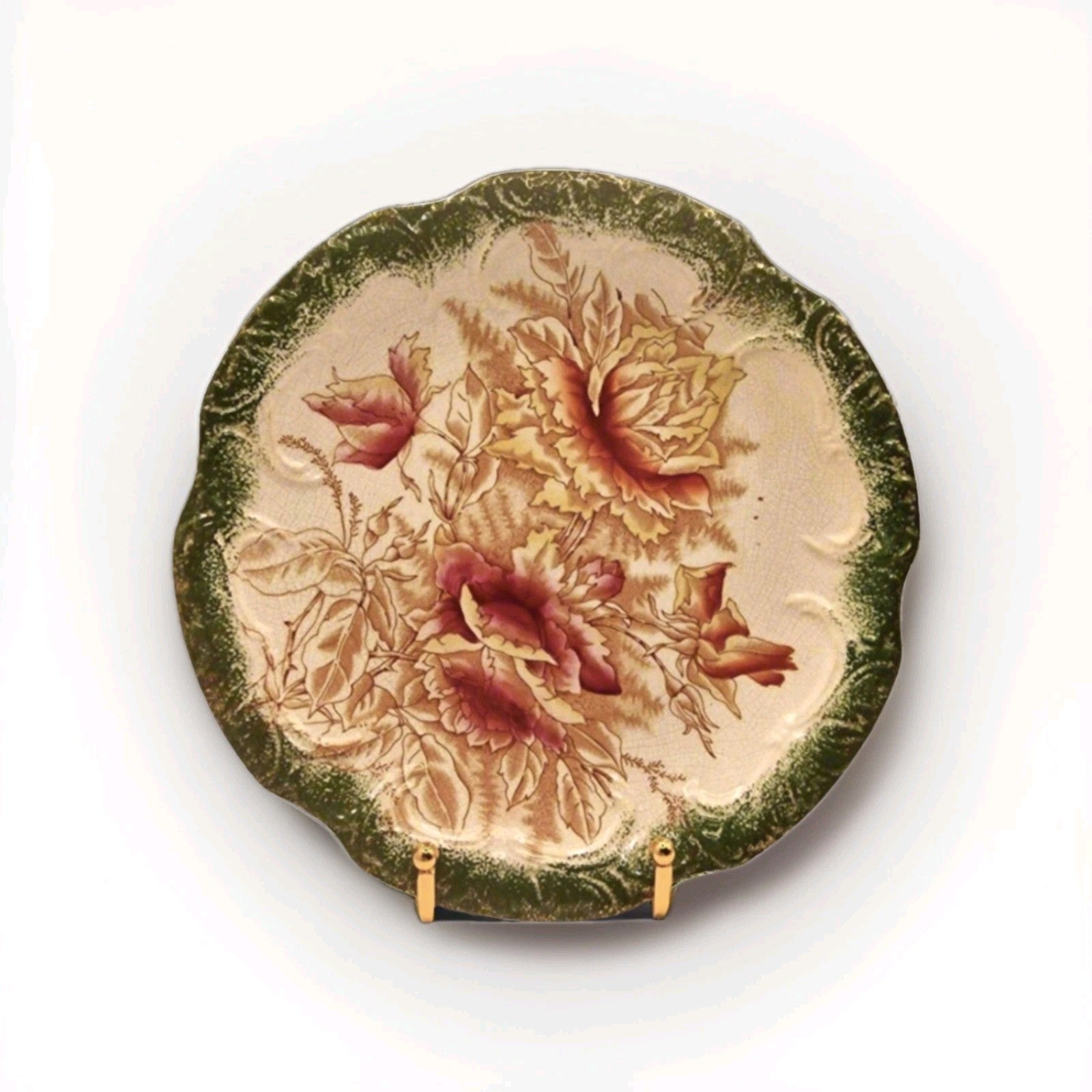 Antique Myott Son and Co Porcelain Plate, Dudley Peony Floral Pattern, Victorian English Pottery 1894-1902, Decorative Display Plate