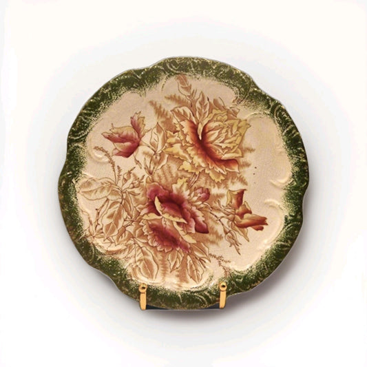 Antique Myott Son and Co Porcelain Plate, Dudley Peony Floral Pattern, Victorian English Pottery 1894-1902, Decorative Display Plate