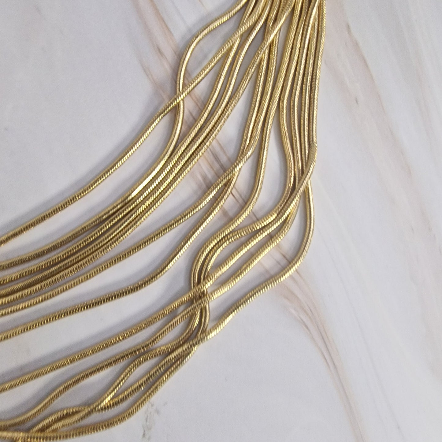 1980s-90s M&S Gold-Tone Multi-Strand Necklace, Marks and Spencer Signed, Liquid Chain Cascade, Vintage Costume – photo 4