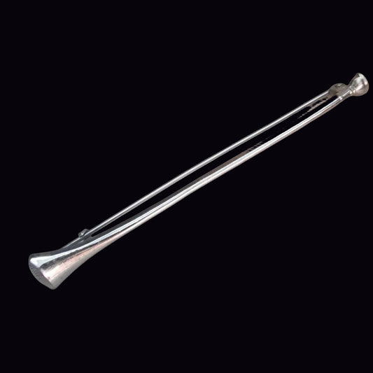 Vintage Silver-Tone Long Minimalist Slender Brooch Fan Shell Motif Costume Pin