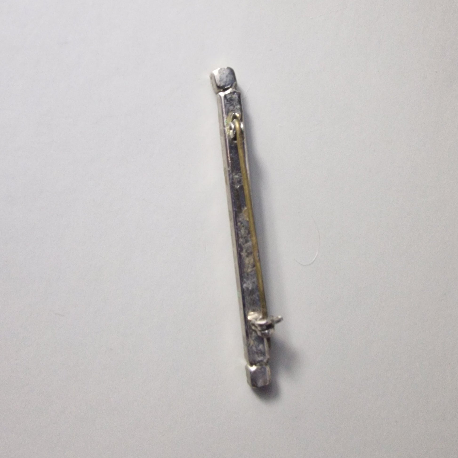 Vintage Silver-Tone Rhinestone Bar Brooch Geometric Linear Retro Mid Century Pin – photo 2