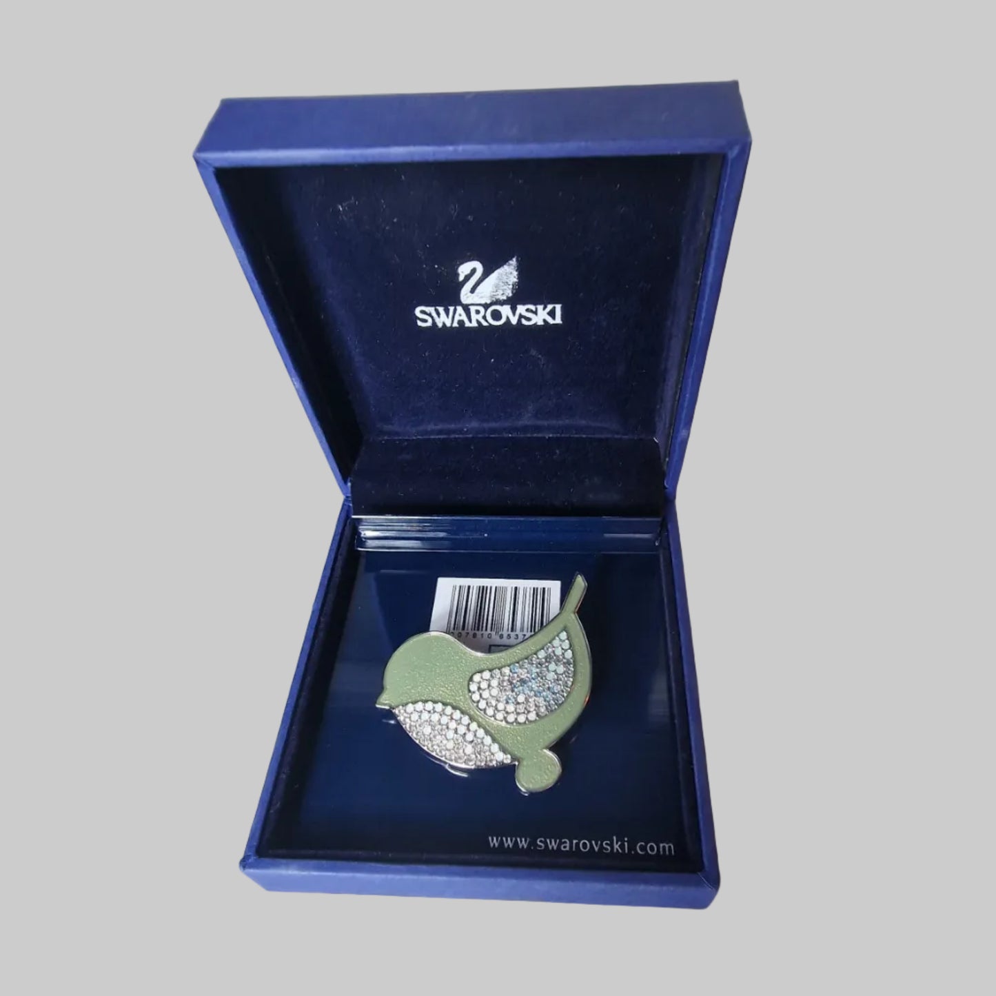 Swarovski Vintage Silver-Tone Tulip Floral Brooch 1990s Green Enamel Crystal Pin – photo 5