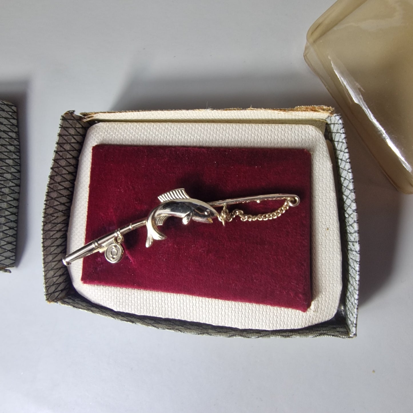 Stratton Vintage Gold-Tone Fishing Rod Fish Brooch Signed Figural Pin England