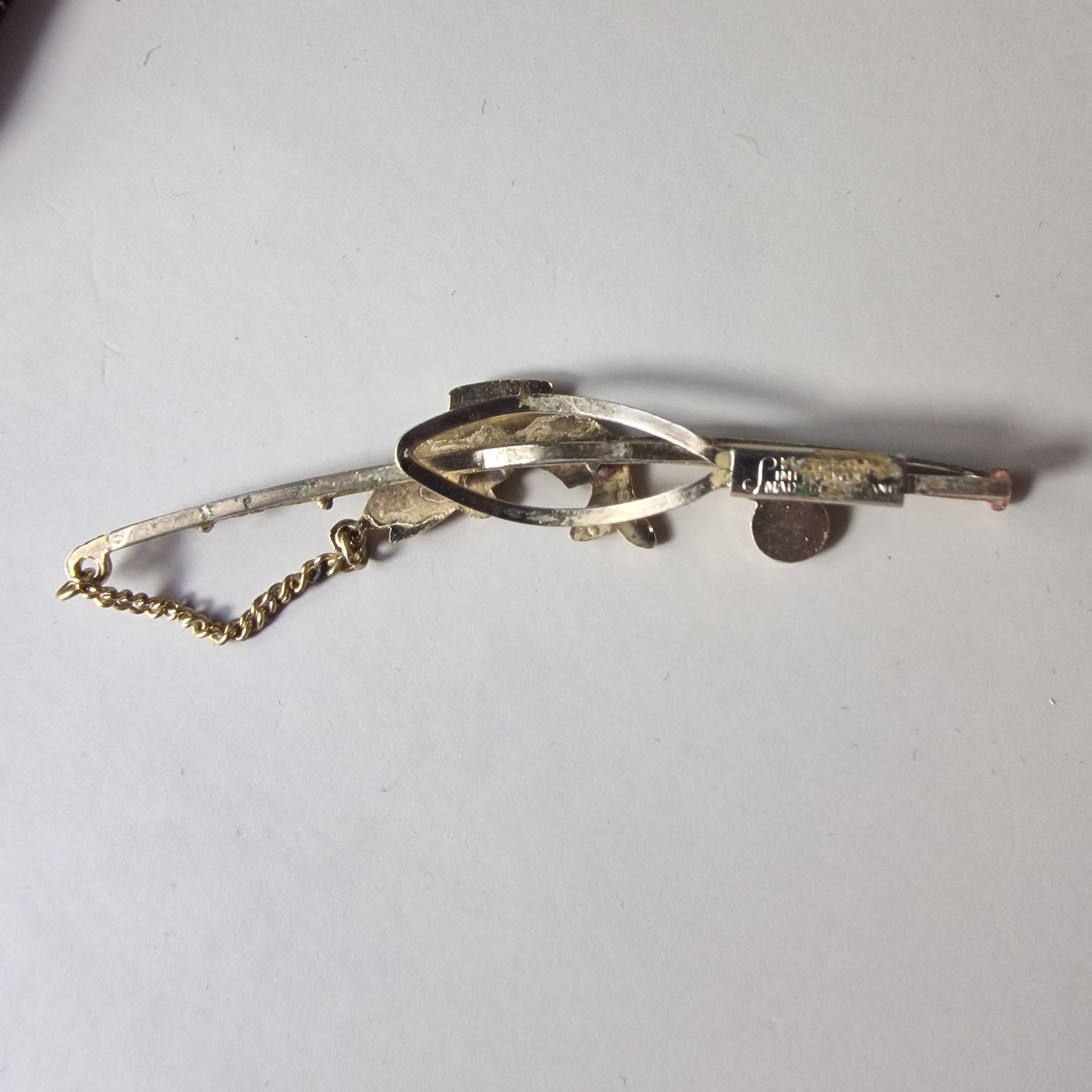 Stratton Vintage Gold-Tone Fishing Rod Fish Brooch Signed Figural Pin England – photo 6