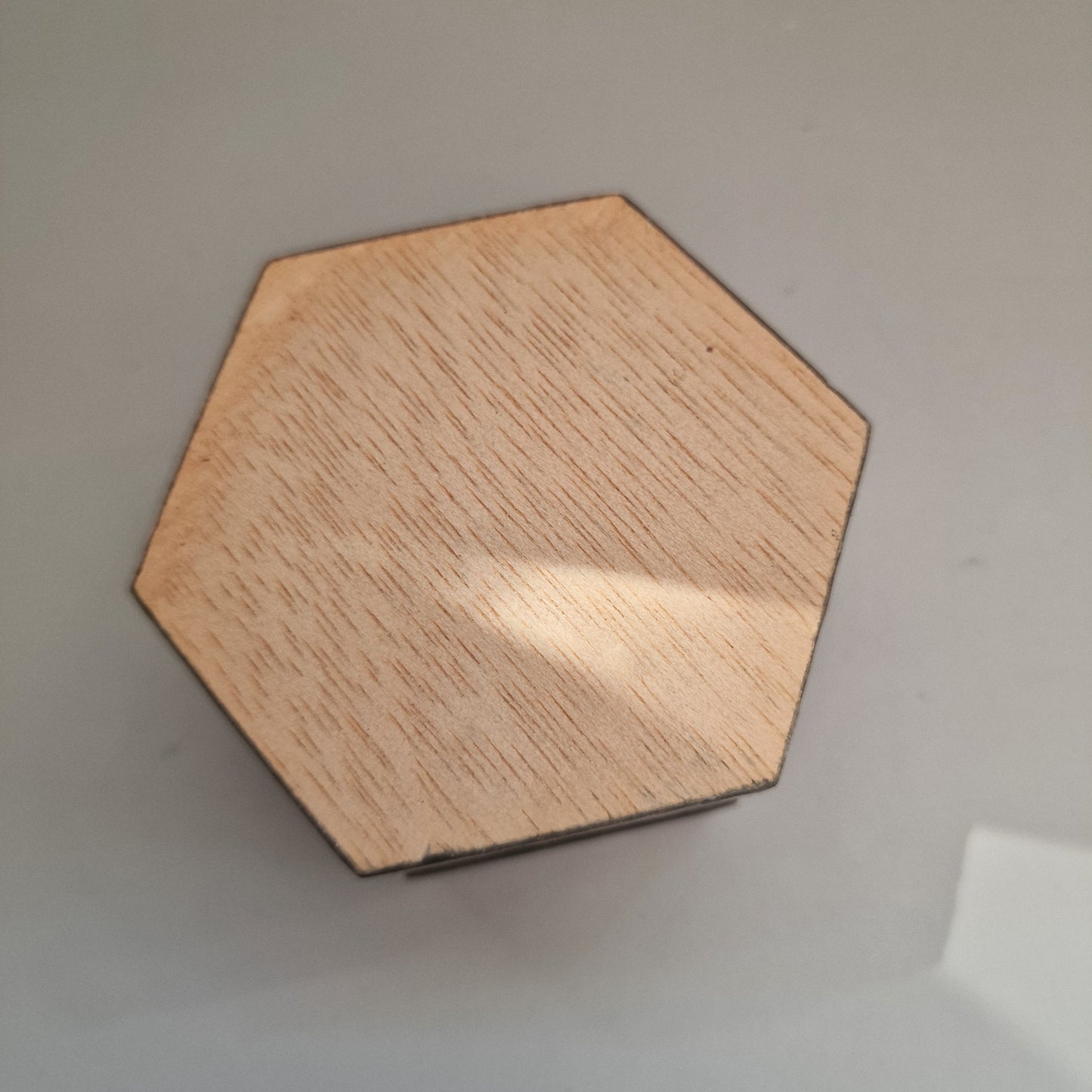Vintage Marquetry Wood Inlay Jewellery Box Hexagonal Star Geometric Red Velvet – photo 7