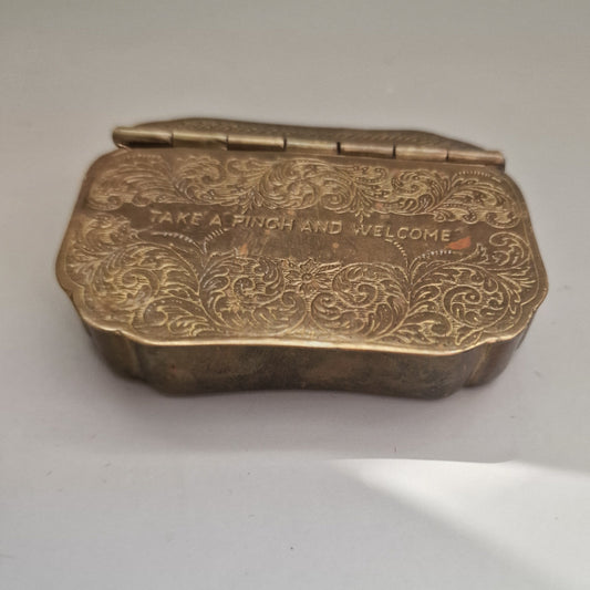 Mottahedeh Museum Vintage Bronze Spill Box Engraved Acanthus Scrollwork India