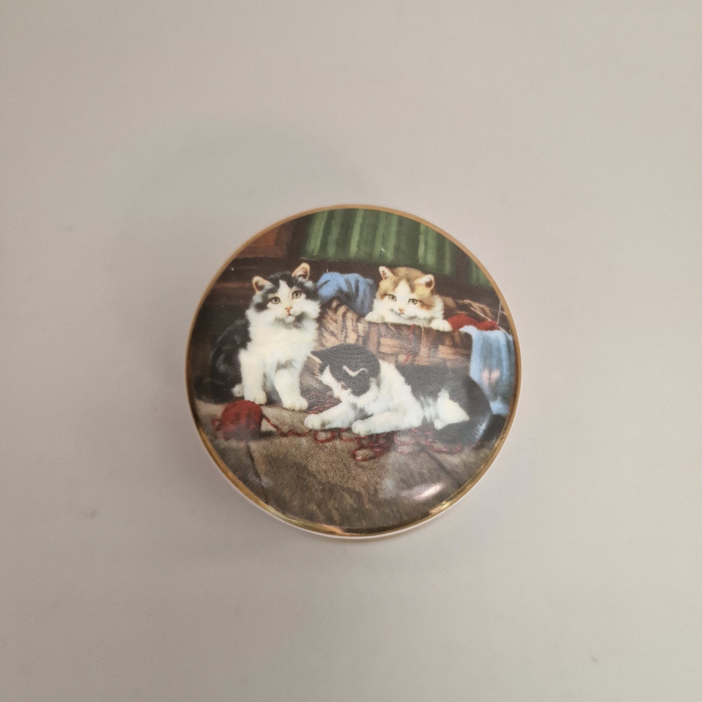 Falcon China Vintage Porcelain Trinket Box Cats Kittens Staffordshire England – photo 2