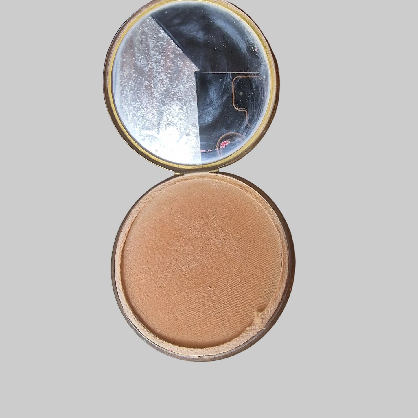 Vintage 1950s Gold-Tone Multicolour Enamel Floral Powder Compact Mirror Retro
