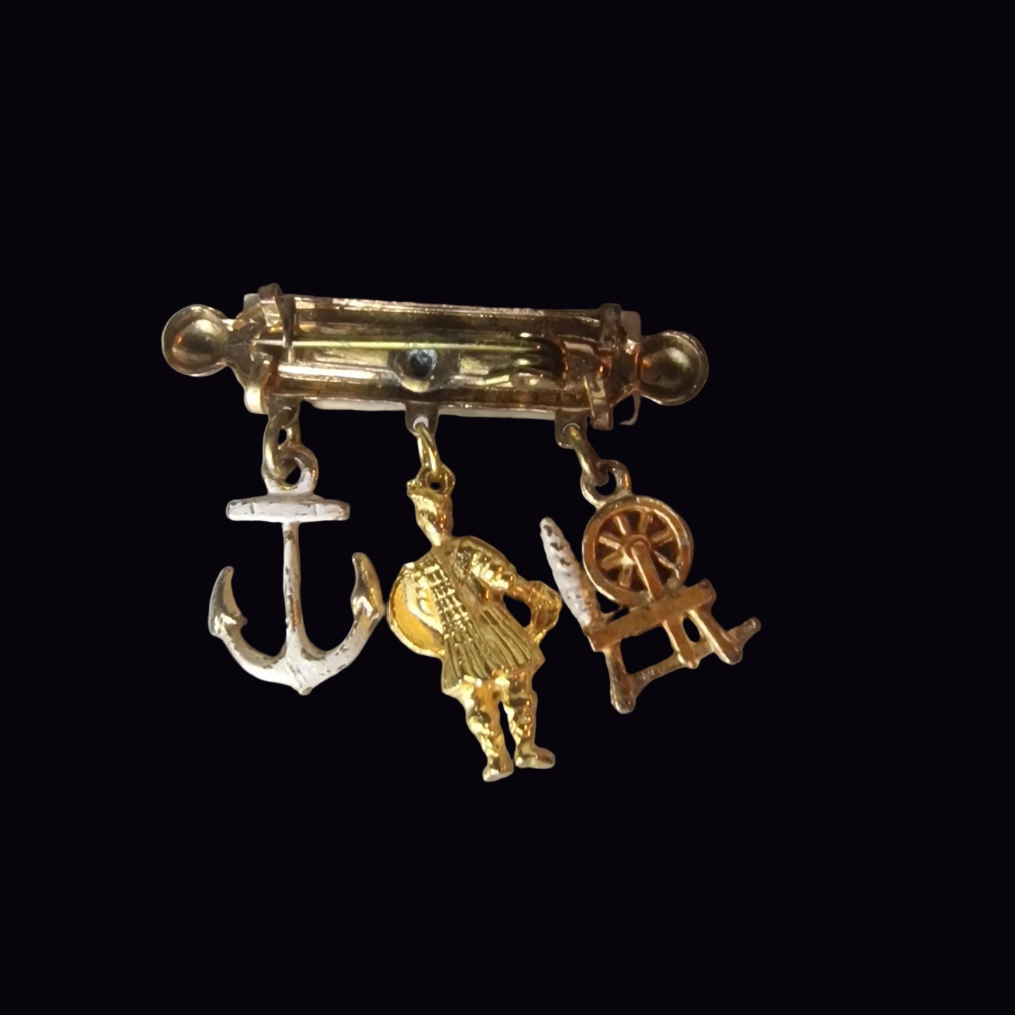 Vintage Gold-Tone Shetland Scotland Souvenir Brooch Enamel Figural Anchor Pin – photo 3