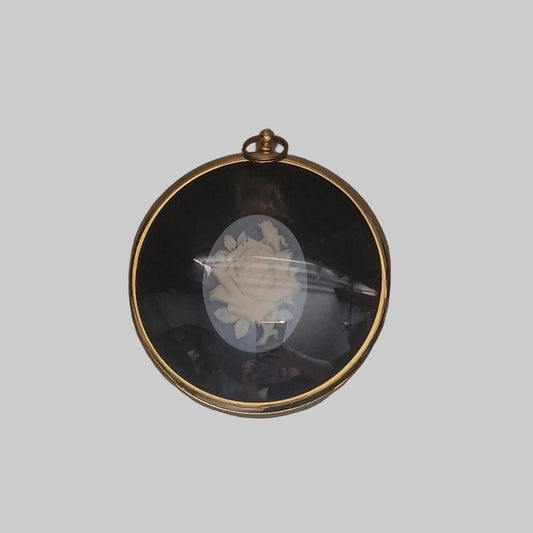 Peter Bates Vintage Gold-Tone Miniature Wall Plaque Rose Cameo Floral England