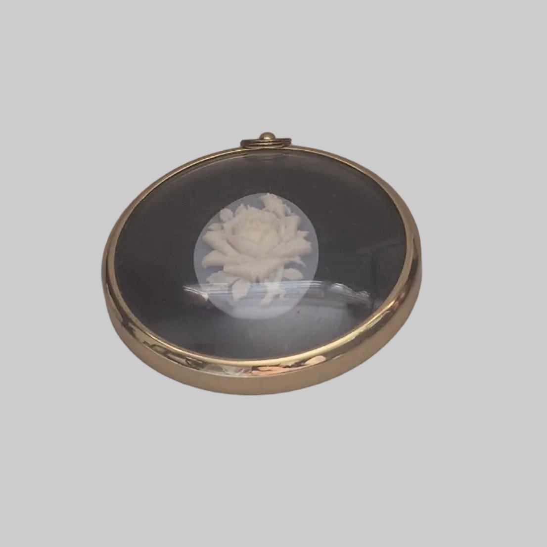 Peter Bates Vintage Gold-Tone Miniature Wall Plaque Rose Cameo Floral England – photo 4