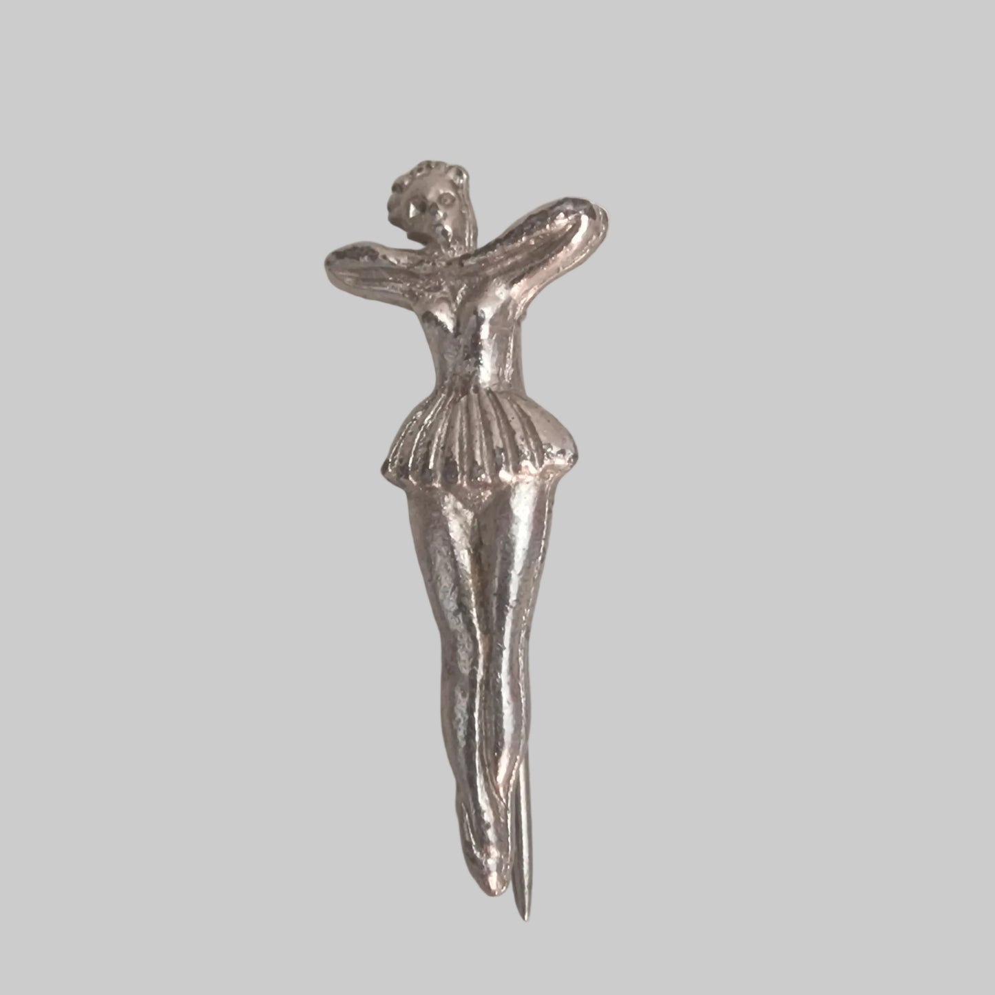 Vintage Silver-Tone Ballerina Dancer Brooch Figural Pin Costume Jewelry 1960s
