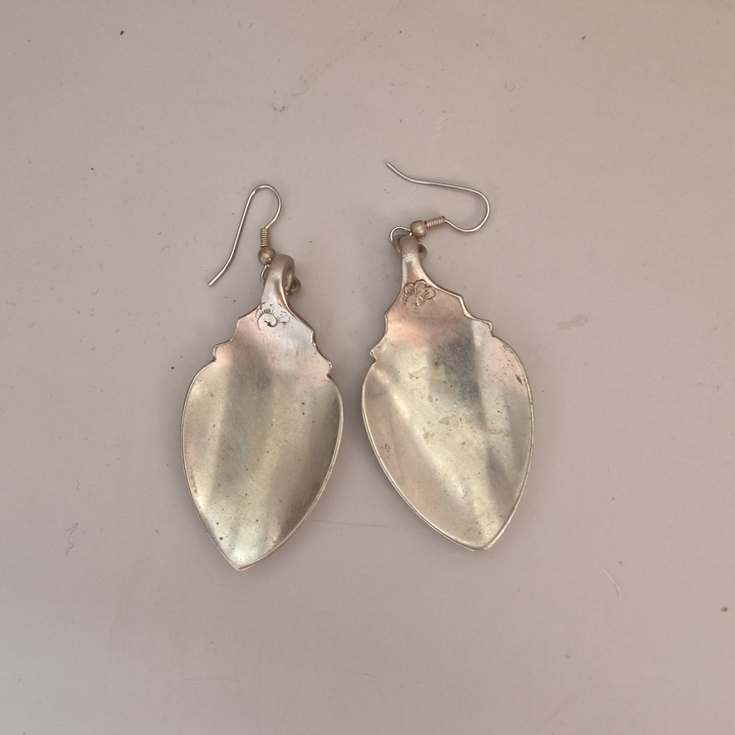 Vintage 1970s Silver-Tone Spoon Bowl Earrings Drop Dangle Flatware Handmade UK