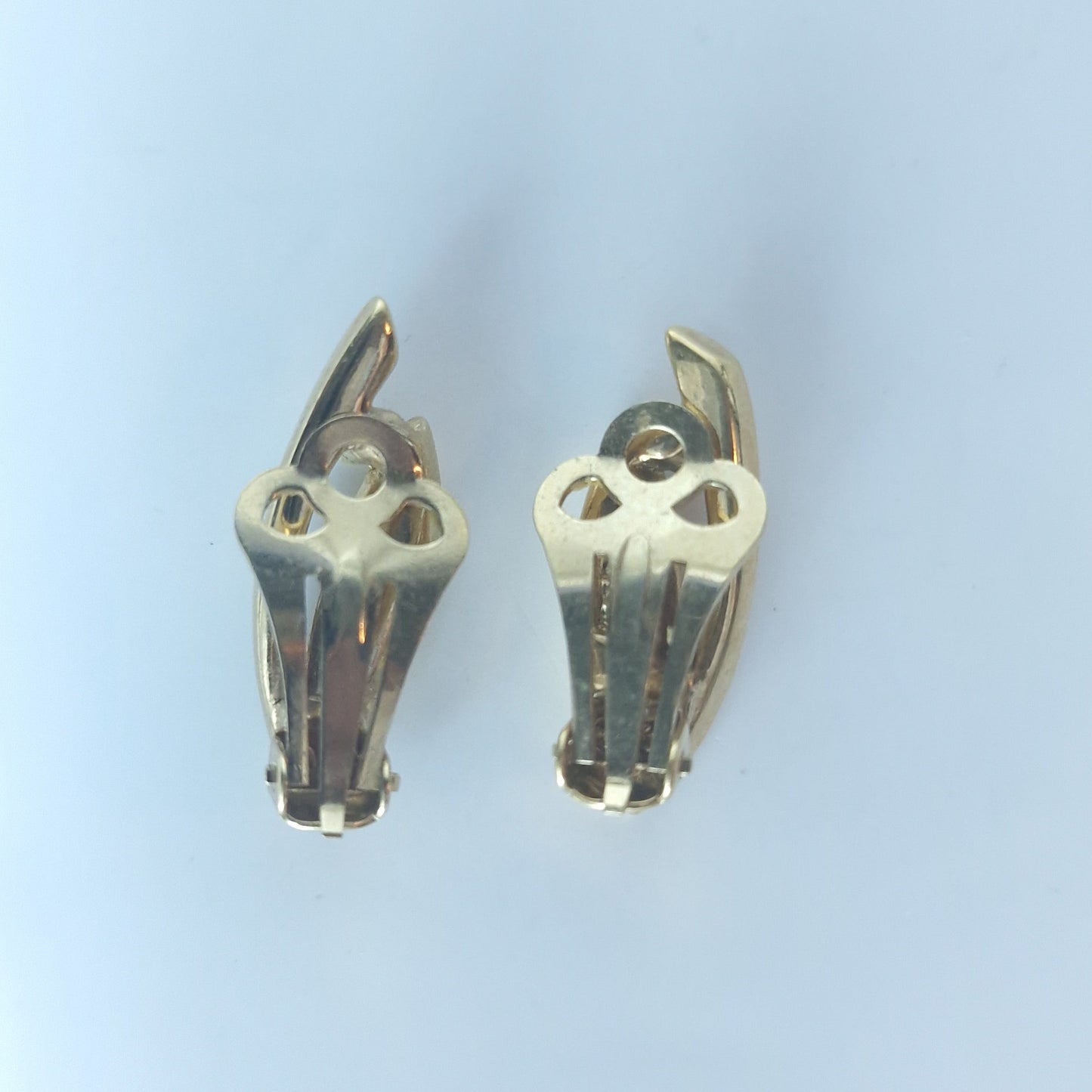 Vintage 1980s Silver-Tone Clip-On Earrings Pave Rhinestone Faux Pearl Marquise – photo 3