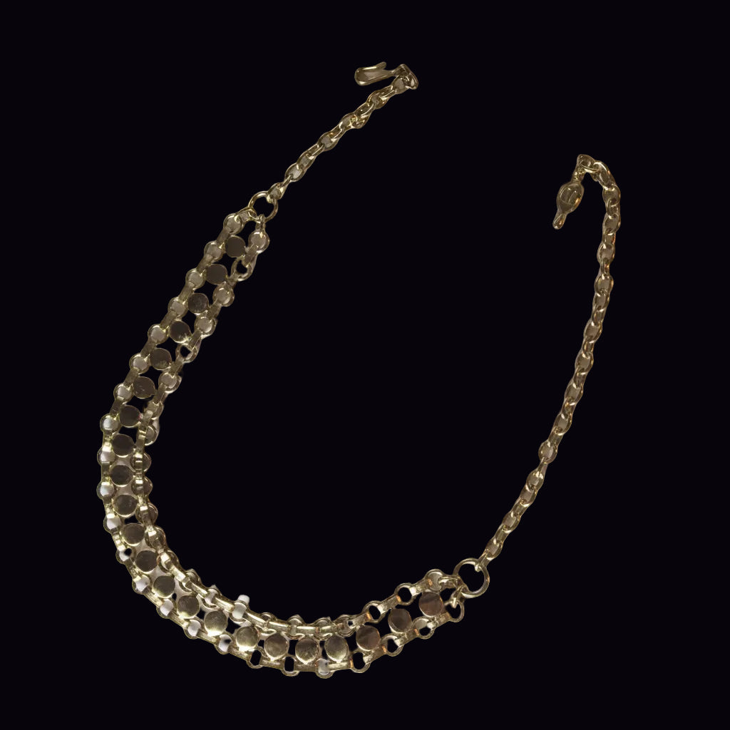 Vintage Sarah Coventry 1970s Gold-Tone Disc Chain Necklace Signed USA Designer – photo 3