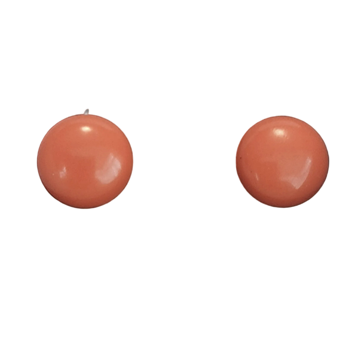 Vintage 1970s Orange Ceramic Disc Stud Earrings Terracotta Round Boho Pottery