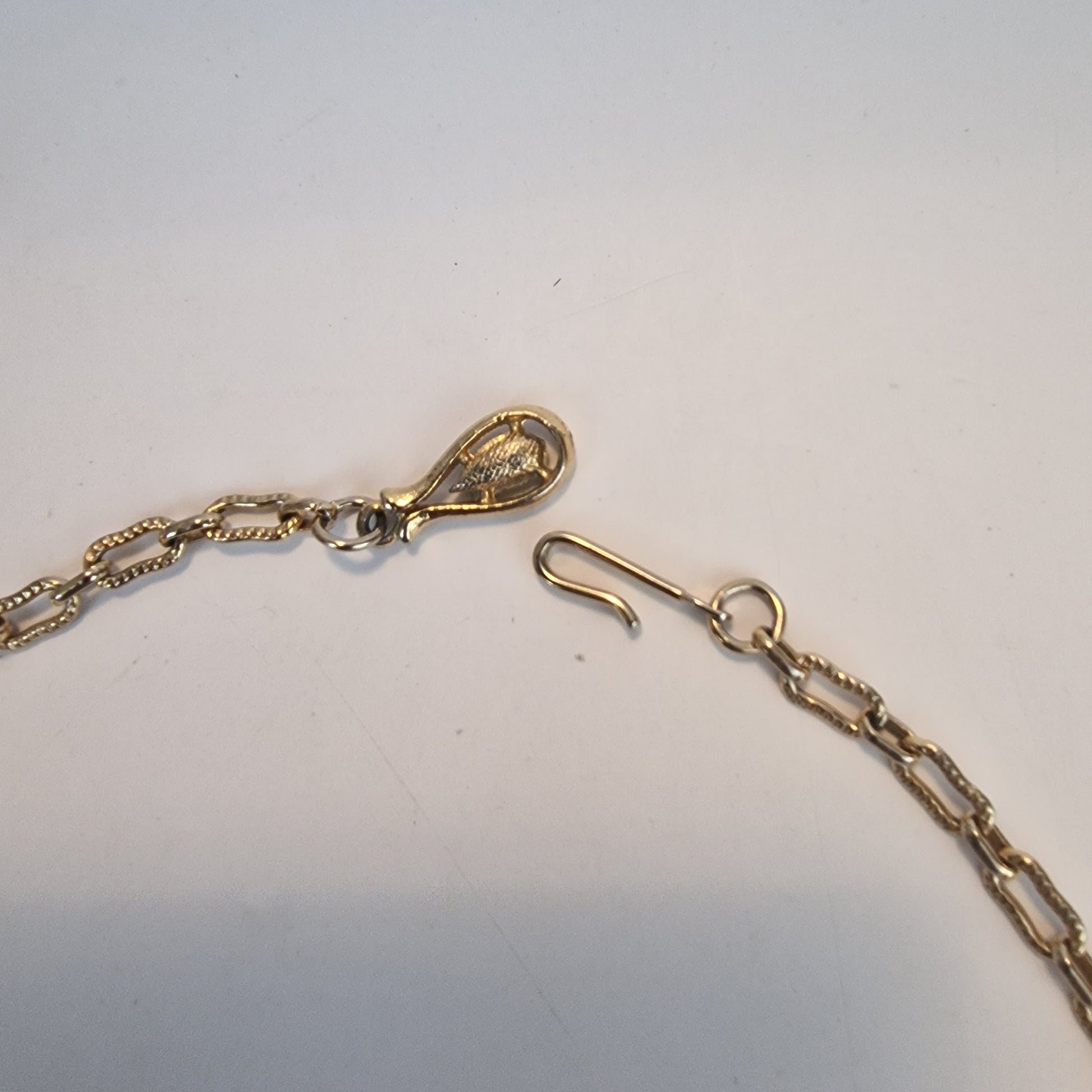 Vintage 1970s Gold-Tone Pearl Statement Collar Necklace Botanical Linked Chain – photo 4
