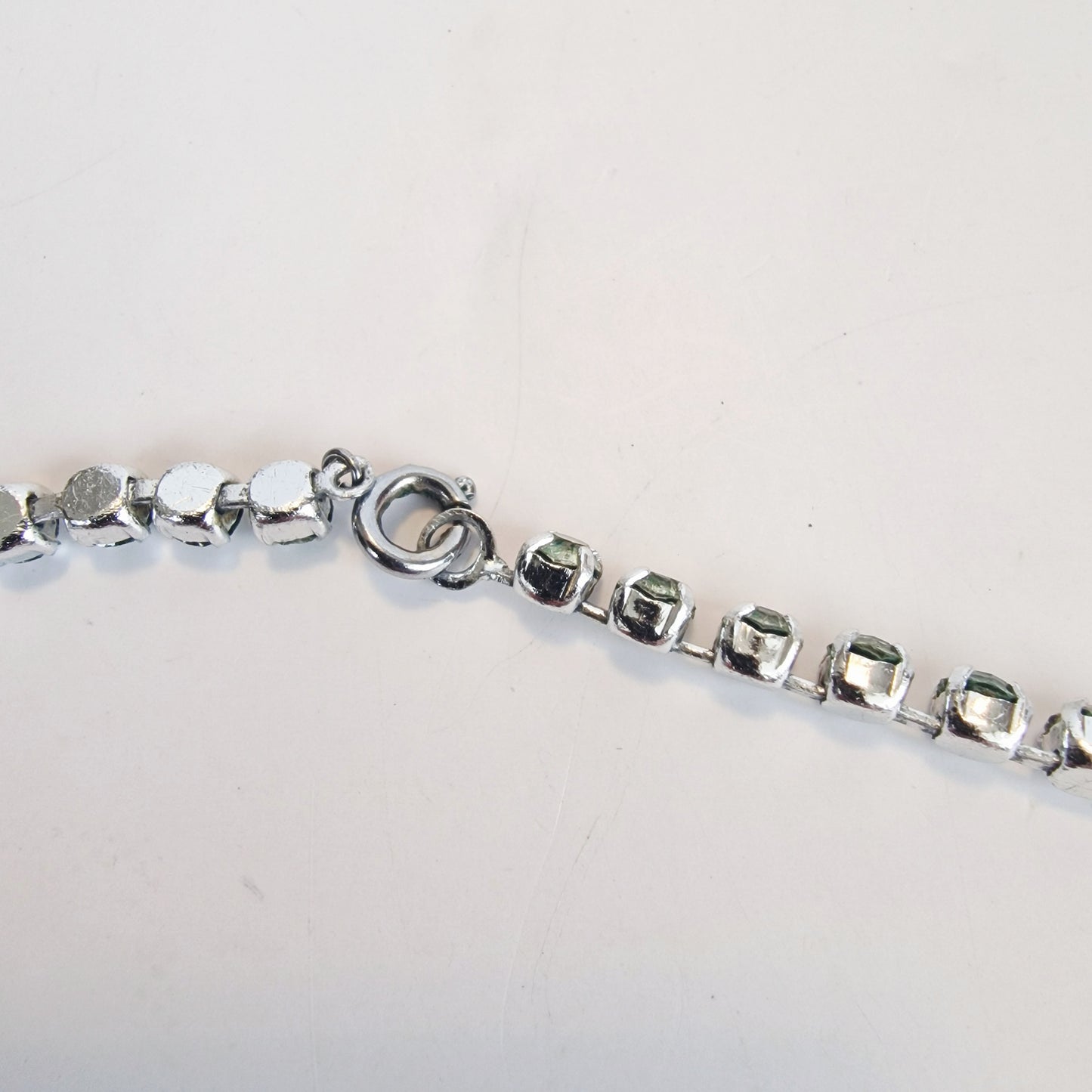 Vintage 1950s Silver-Tone Rhinestone Choker Necklace Clear Crystal Graduated Pin – photo 3