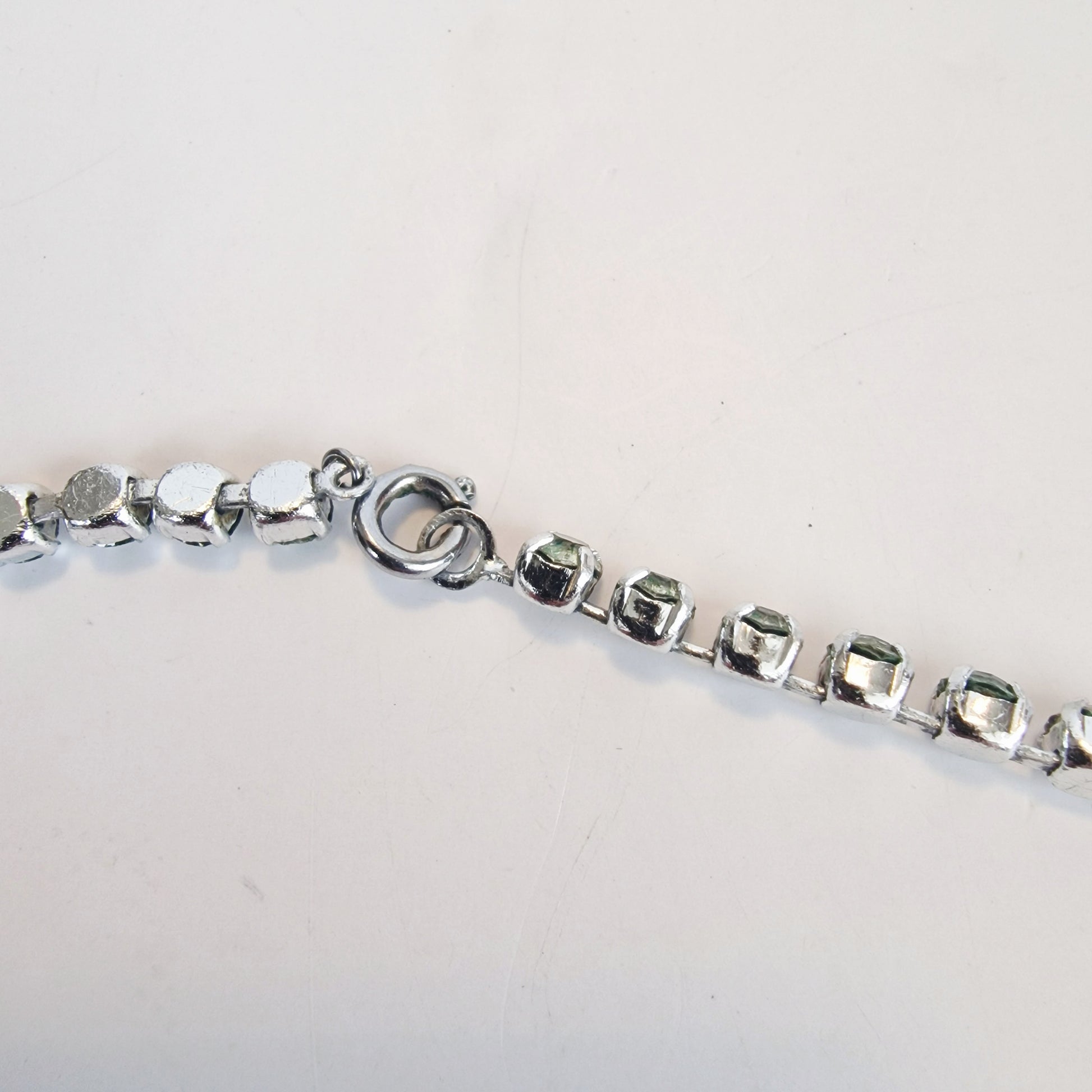 Vintage 1950s Silver-Tone Rhinestone Choker Necklace Clear Crystal Graduated Pin – photo 3