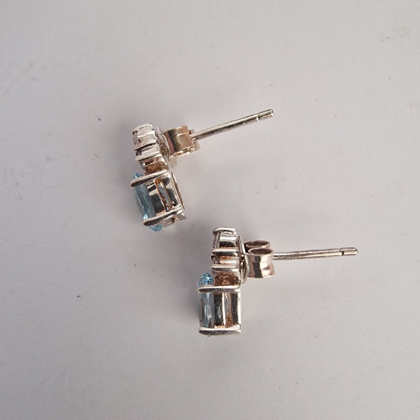 Vintage Elizabeth Duke 1990s Sterling Silver 925 Pendant Earrings Set Blue Topaz – photo 3