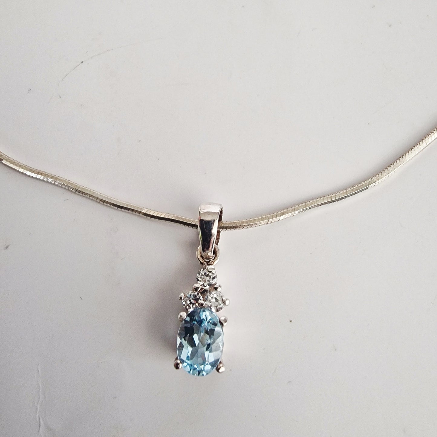 Vintage Elizabeth Duke 1990s Sterling Silver 925 Pendant Earrings Set Blue Topaz – photo 6