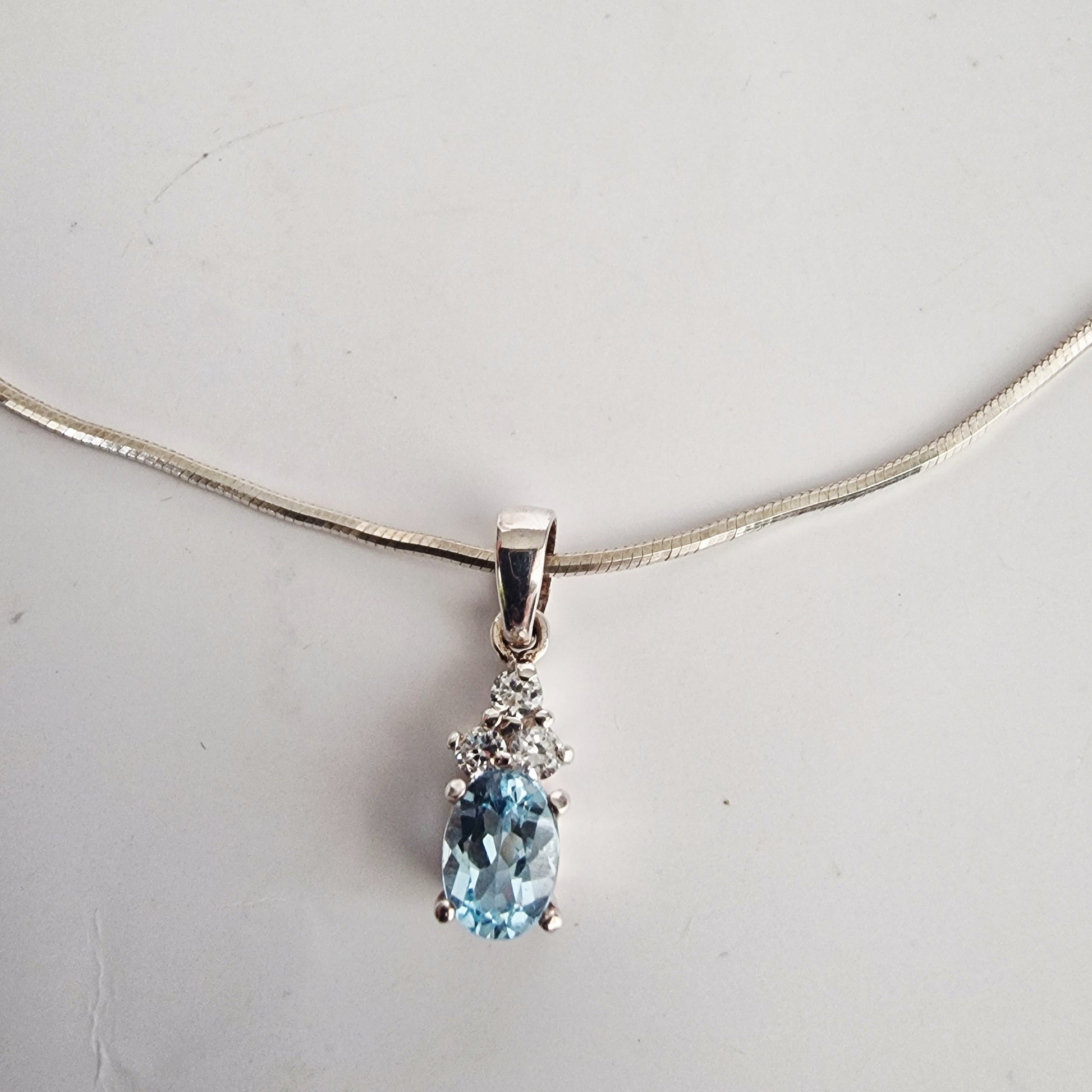 Vintage Elizabeth Duke 1990s Sterling Silver 925 Pendant Earrings Set Blue Topaz – photo 6