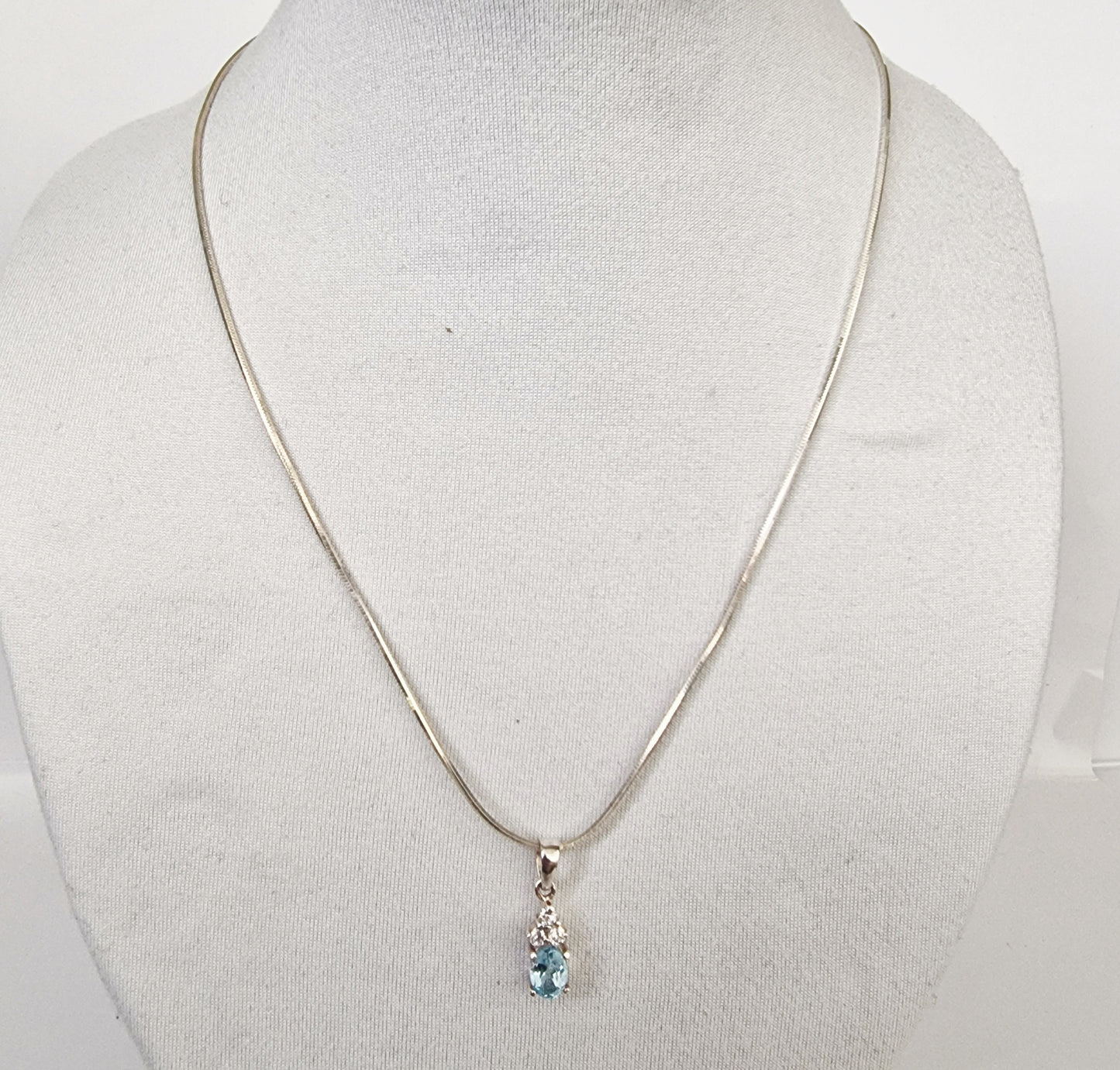 Vintage Elizabeth Duke 1990s Sterling Silver 925 Pendant Earrings Set Blue Topaz – photo 7