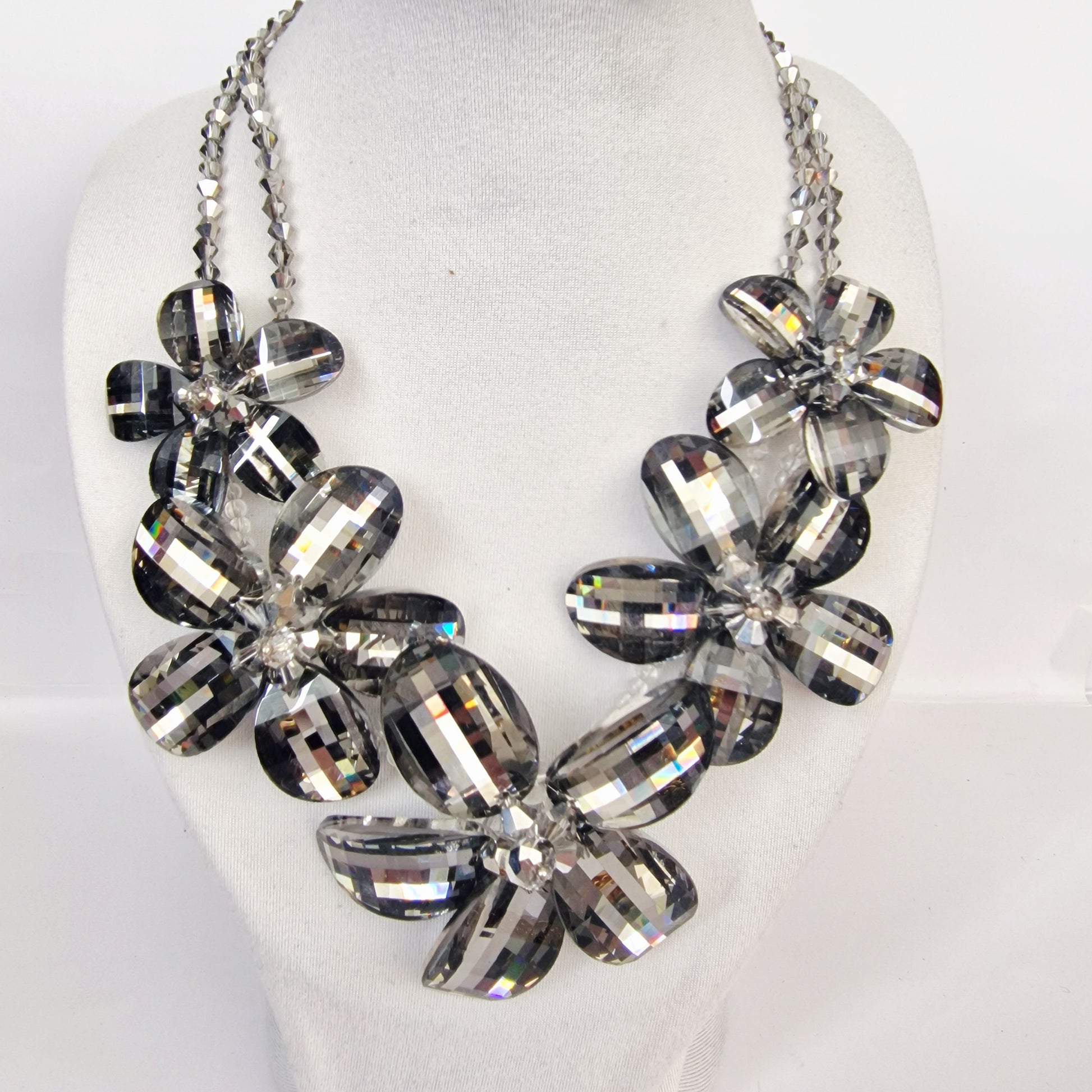 Vintage Butler and Wilson 1990s Silver-Tone Floral Crystal Statement Necklace – photo 2