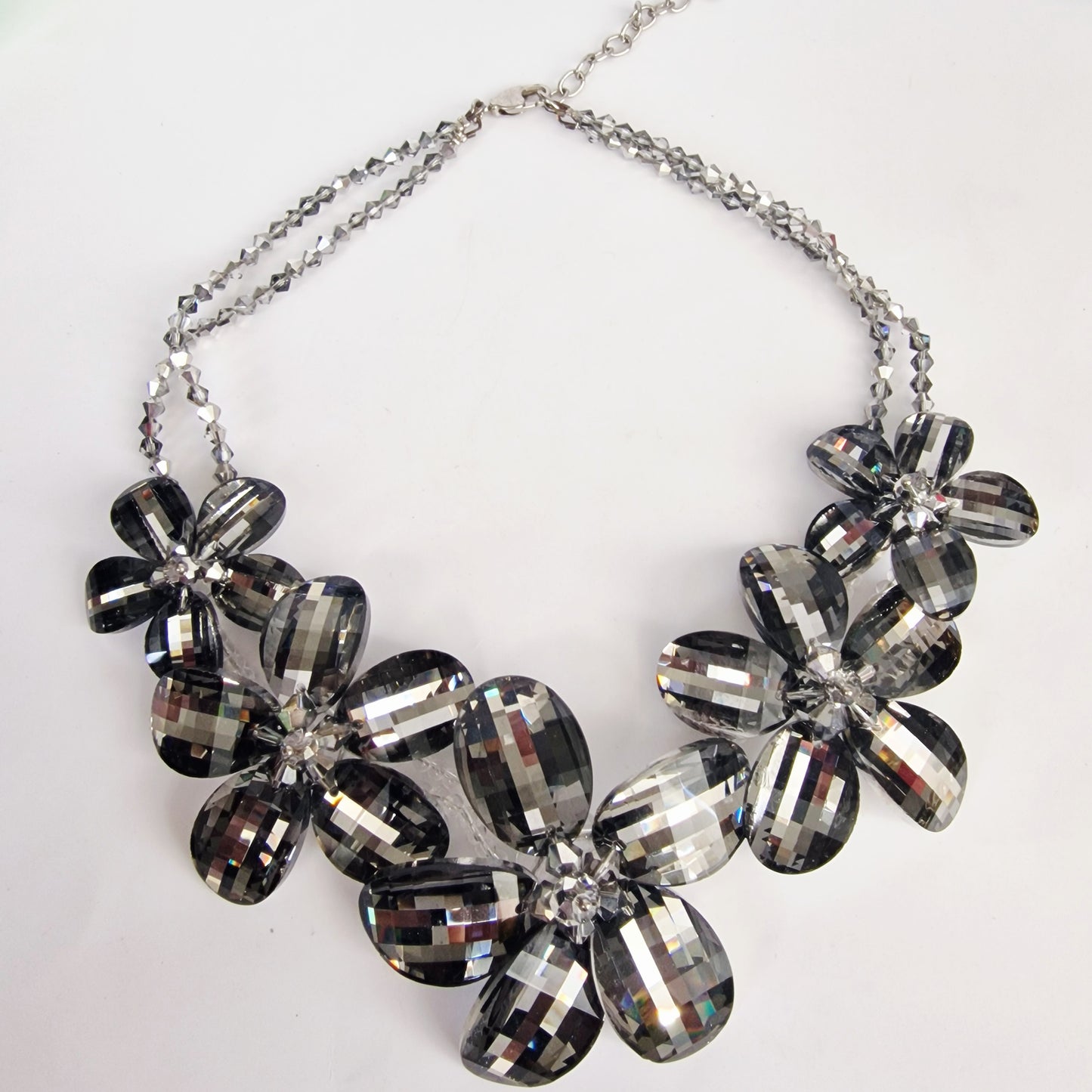 Vintage Butler and Wilson 1990s Silver-Tone Floral Crystal Statement Necklace – photo 4
