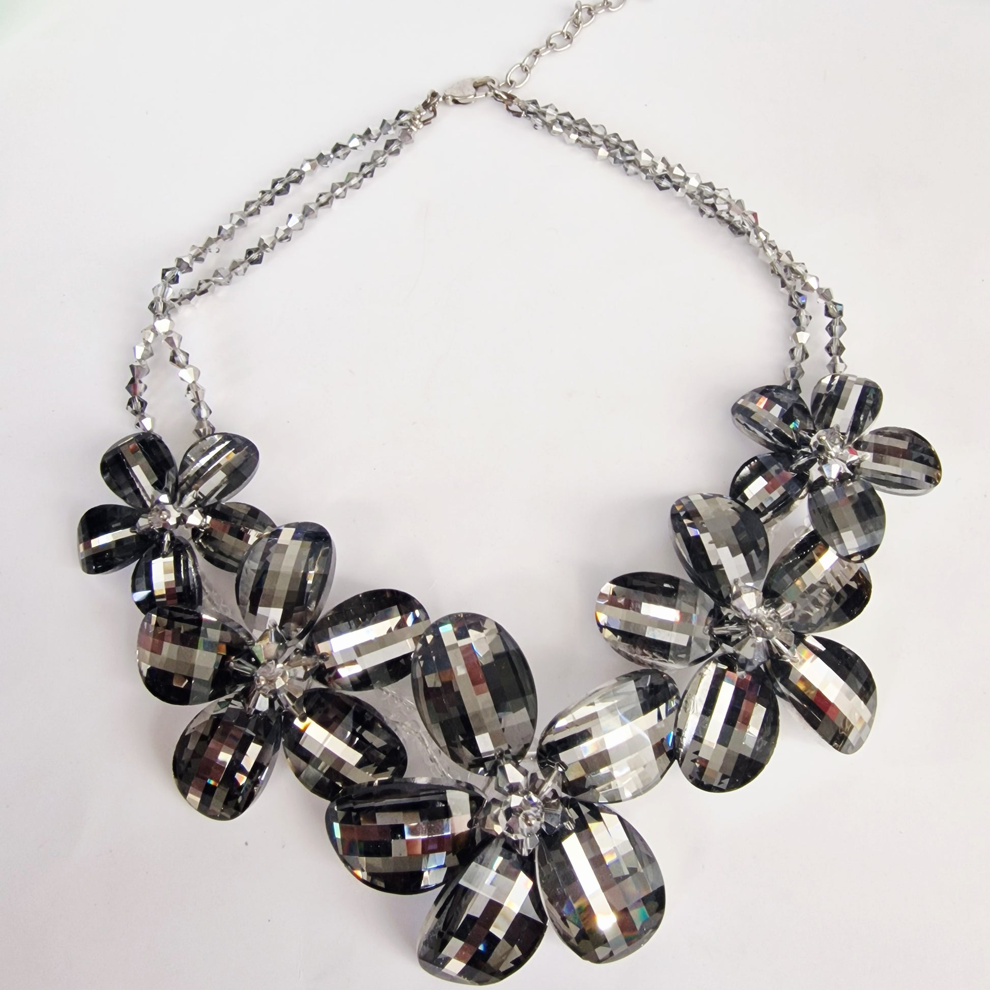 Vintage Butler and Wilson 1990s Silver-Tone Floral Crystal Statement Necklace – photo 4