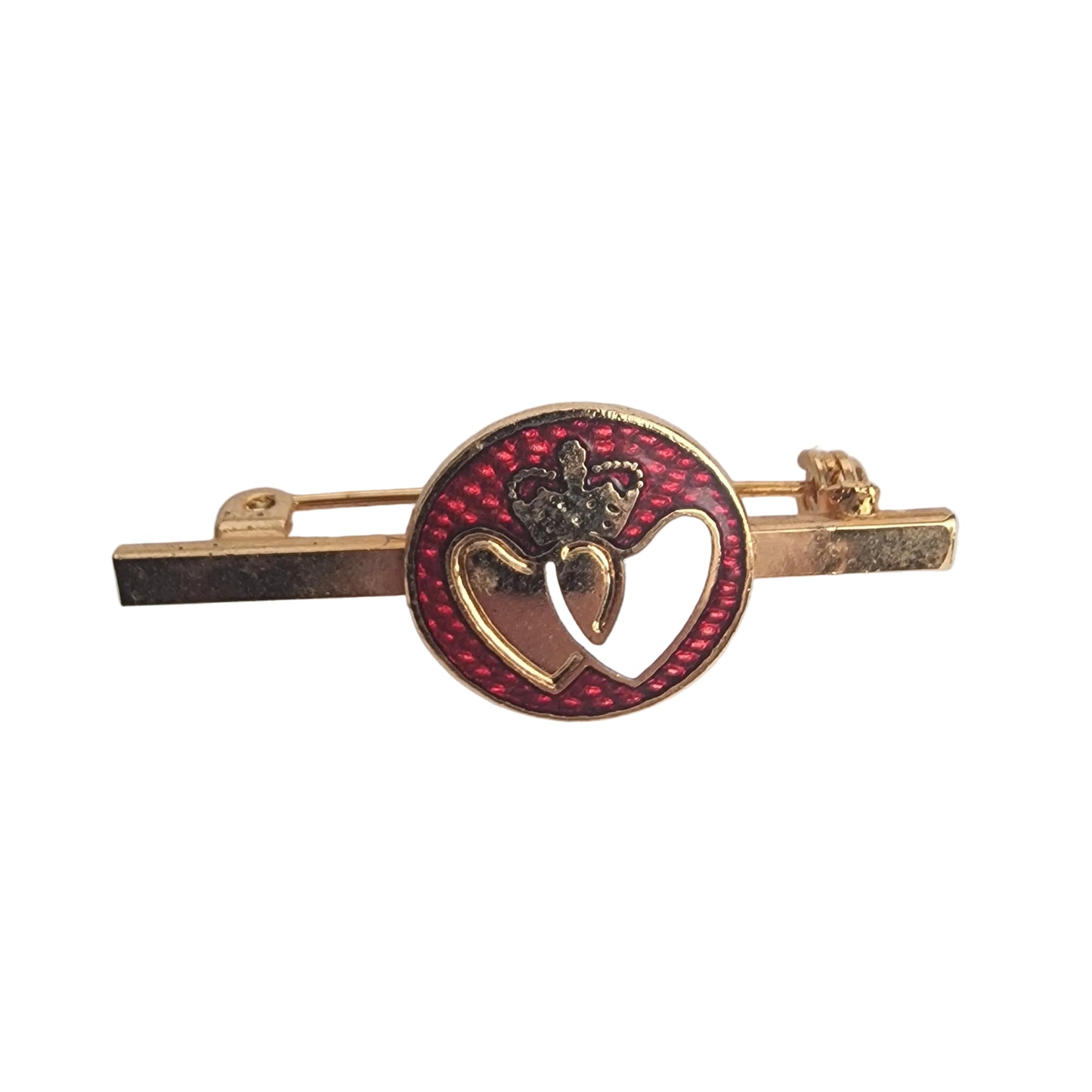 Vintage T.F. 1970s Gold-Tone Red Enamel Heart Tie Clip Figural Signed Mens Wear