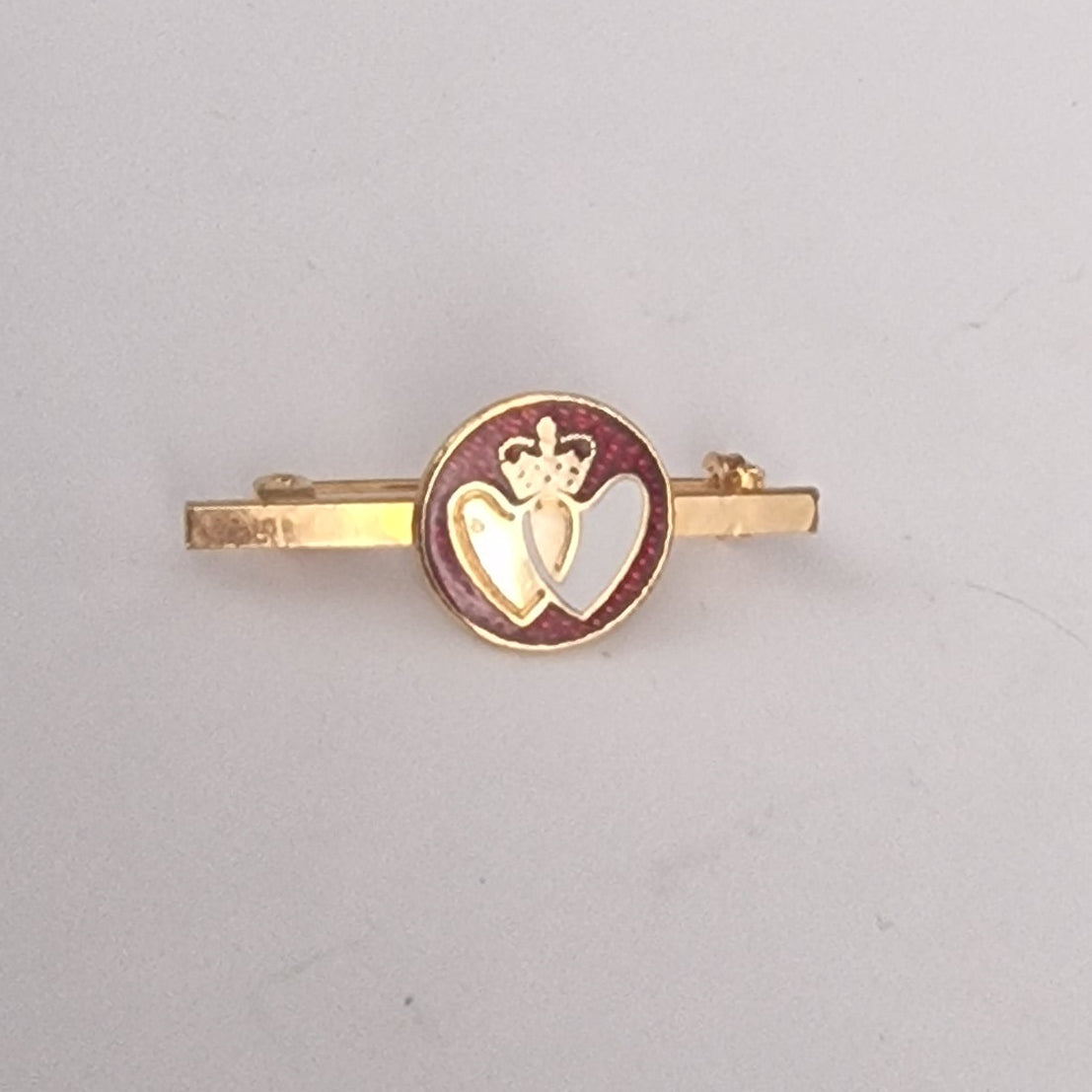 Vintage T.F. 1970s Gold-Tone Red Enamel Heart Tie Clip Figural Signed Mens Wear – photo 3