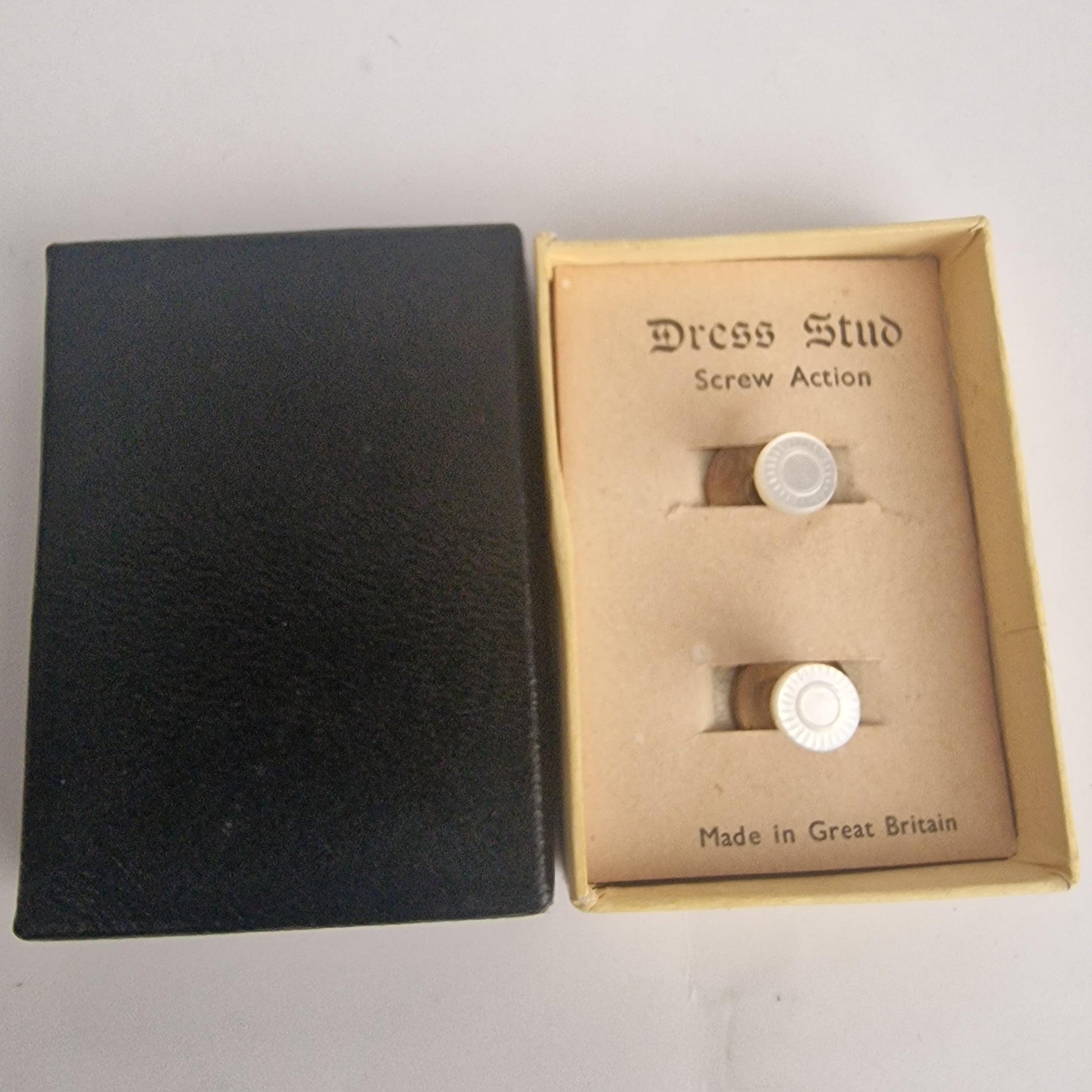 Vintage 1950s Brass Dress Shirt Studs Screw-Back Tuxedo Formalwear Great Britain