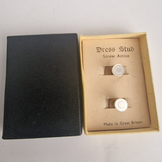 Vintage 1950s Brass Dress Shirt Studs Screw-Back Tuxedo Formalwear Great Britain