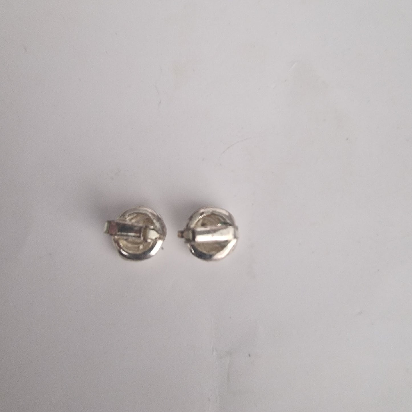 Vintage 1980s Silver-Tone Love Knot Clip-On Earrings Retro Rope Twist Geometric – photo 2